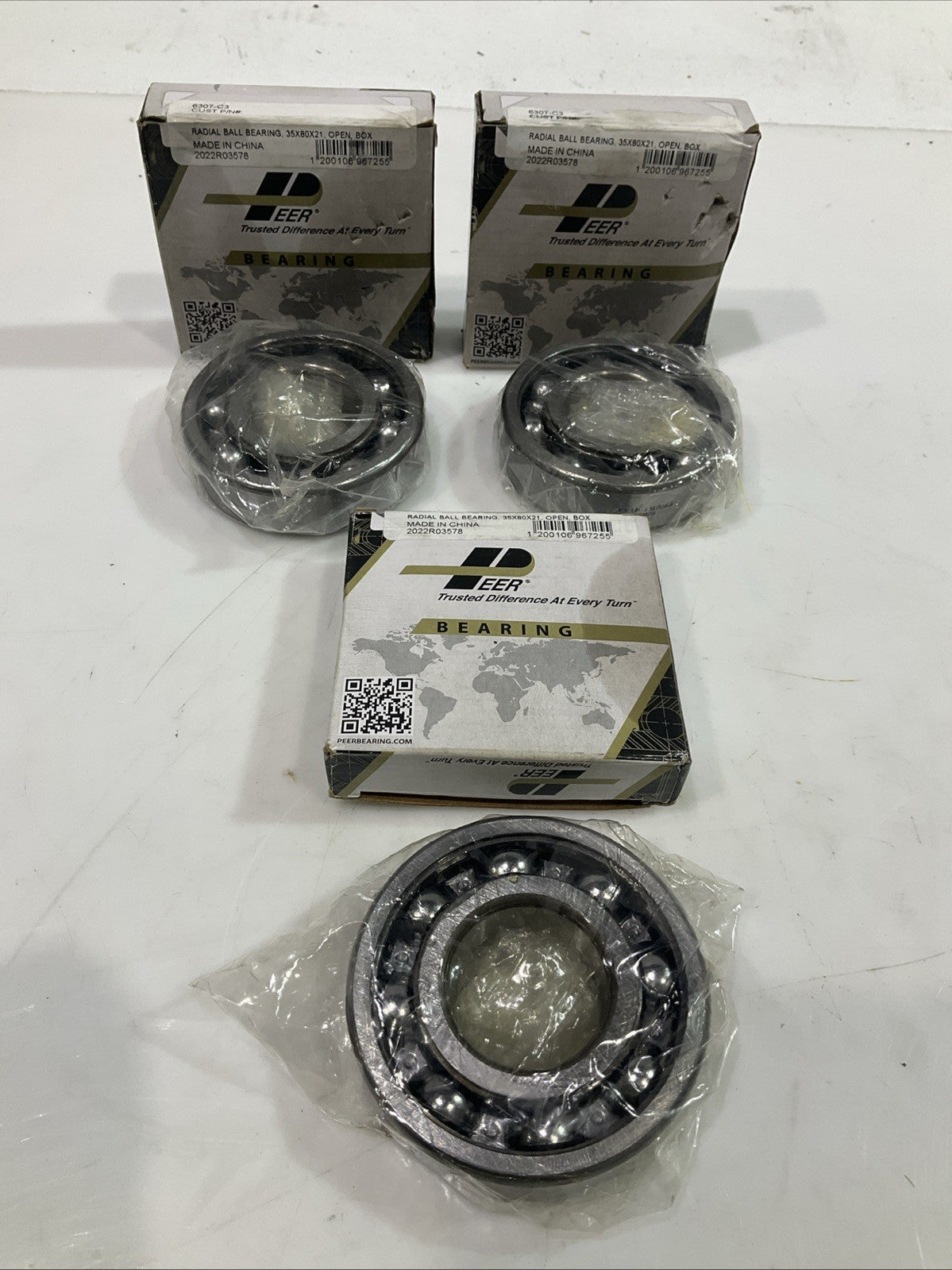 PEER 6307 DEEP GROOVE RADIAL BALL BEARING LOT OF 3 Z2M