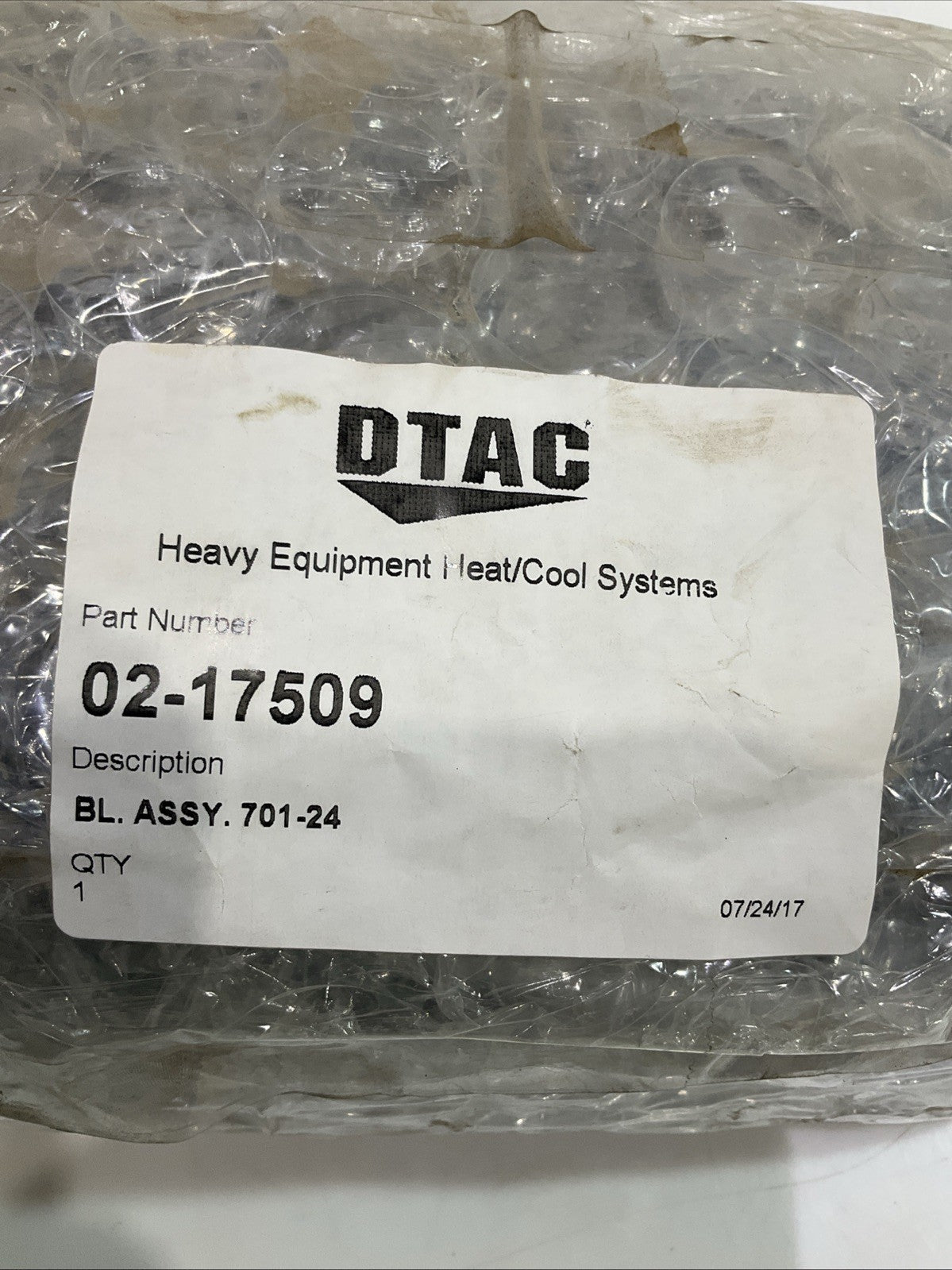 DTAC 02-17509 BLOWER MOTOR ASSEMBLY Y2M