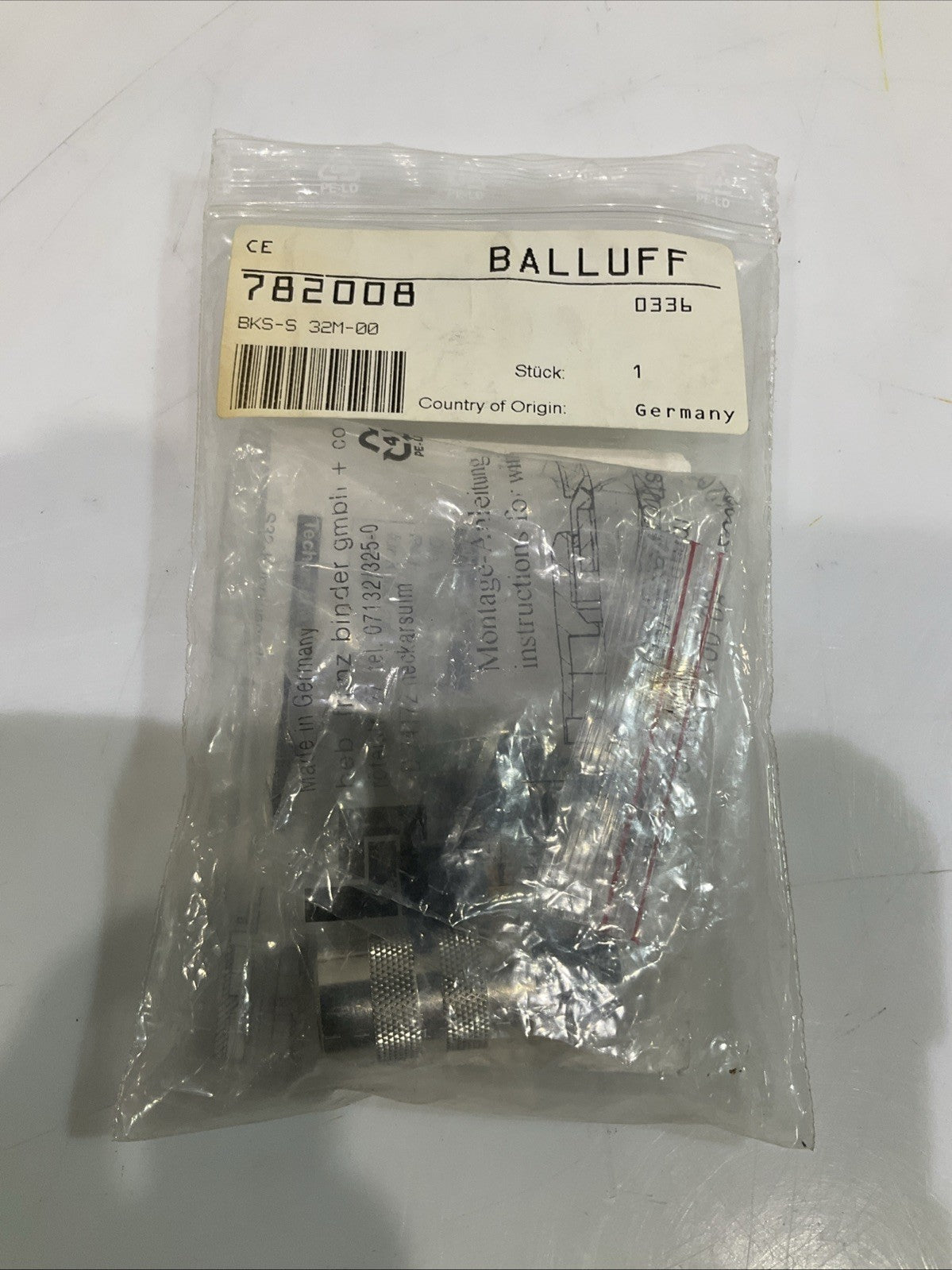 BALLUFF 782008 BKS-S32M-00 STRAIGHT CONNECTOR TERMINAL PIN STECKVERBINDER Z2M