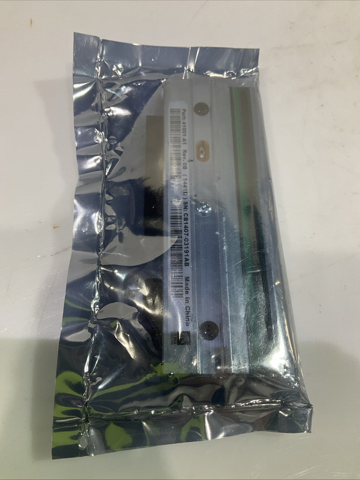 ZEBRA 41001-A1 THERMAL PRINTHEAD SN:CB1407-03191AB LOT OF 2 Y2M