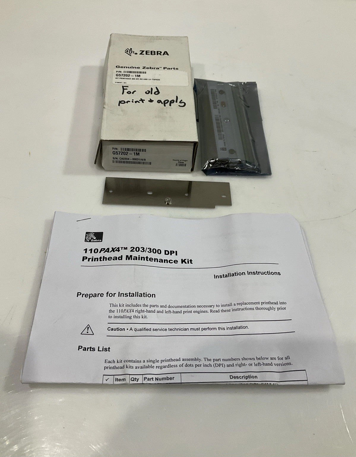 ZEBRA G57202-1M 110PAX4 PRINTHEAD KIT 203 DPI RH AND LH 110PAX4 Y2M