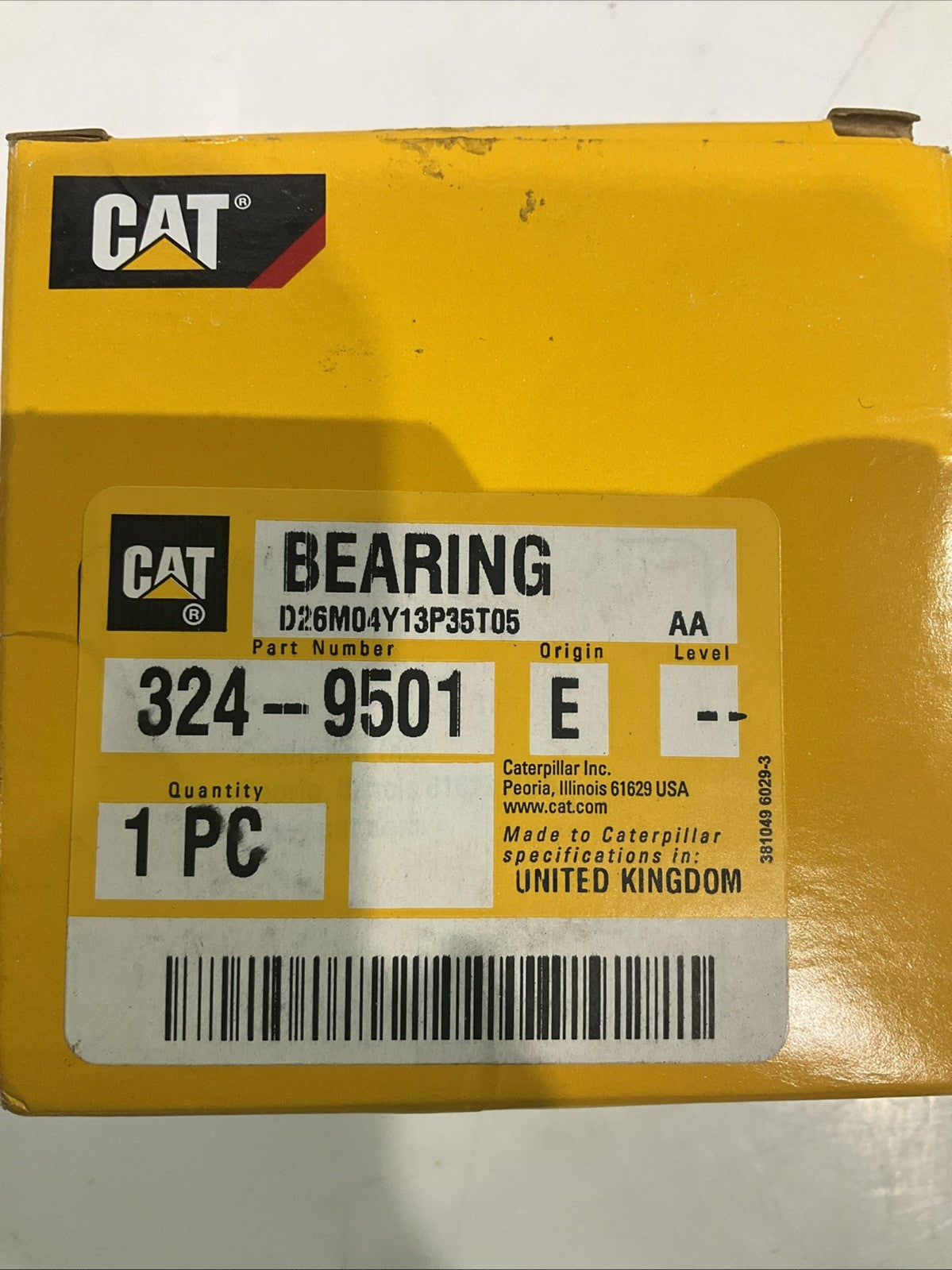 CAT-CATERPILLAR 324-9501 OUTSIDE DIAMETER SLEEVE BEARING Y2M