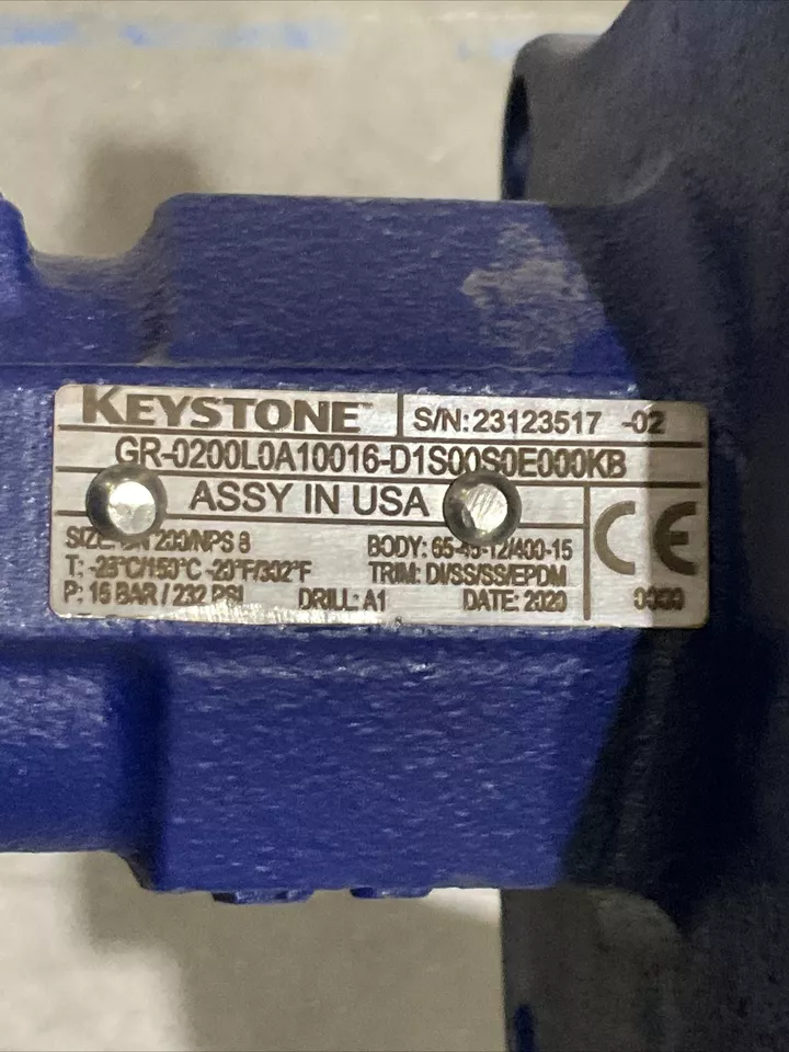KEYSTONE GR-0200L0A10016-D1S00S0E000KB BUTTERFLY GATE VALVE 8” 16BAR 232 PSI 373