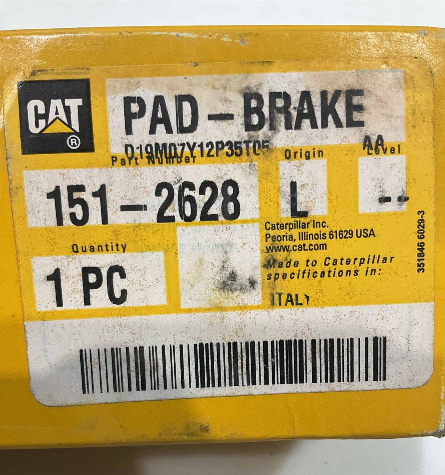 CAT-CATERPILLAR 151-2628 HYDRAULIC CALIPER BRAKE PAD Y2M