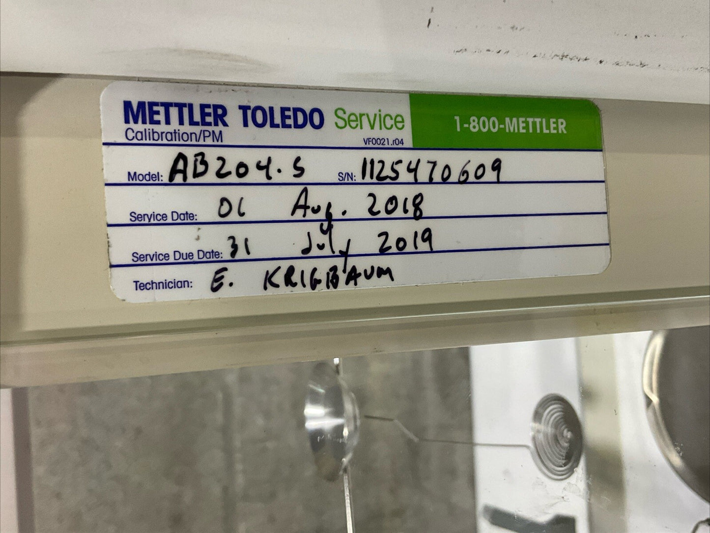 METTLER TOLEDO AB204-S ANALYTICAL BALANCE 8-14.5V 50/60HZ 11.6.18.415.184-0 373