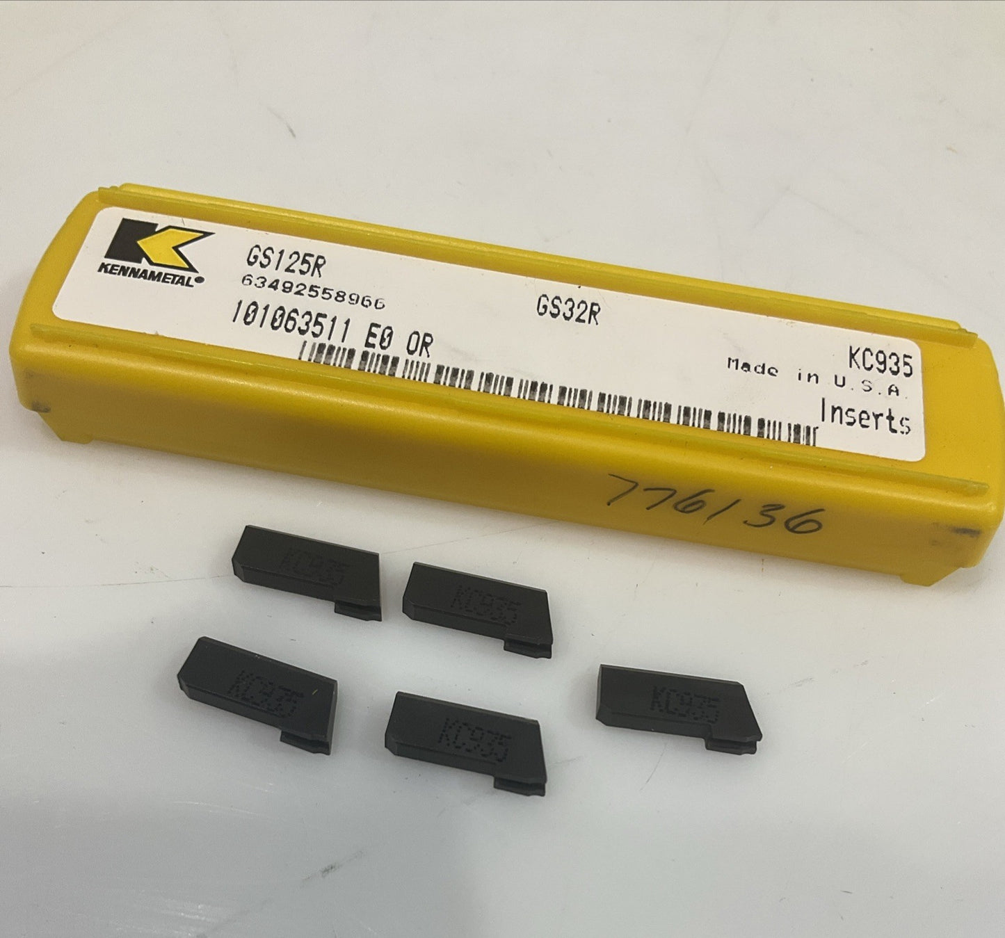 KENNAMETAL GS125R KC935 GROOVING INSERT GRADE CARBIDE LOT OF 5 Y2M