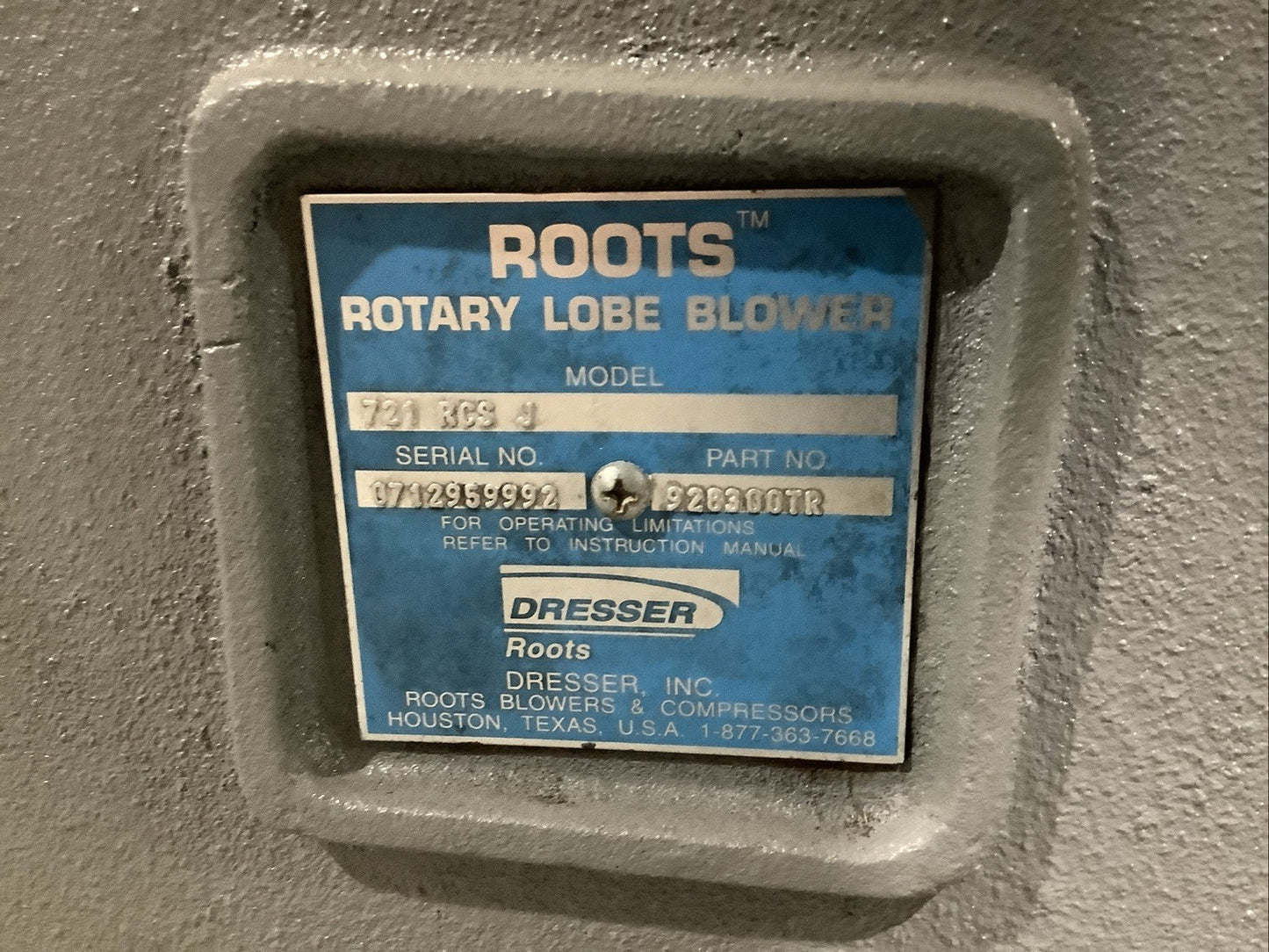 DRESSER ROOTS 721 RCS-J ROTARY LOBE BLOWER 373