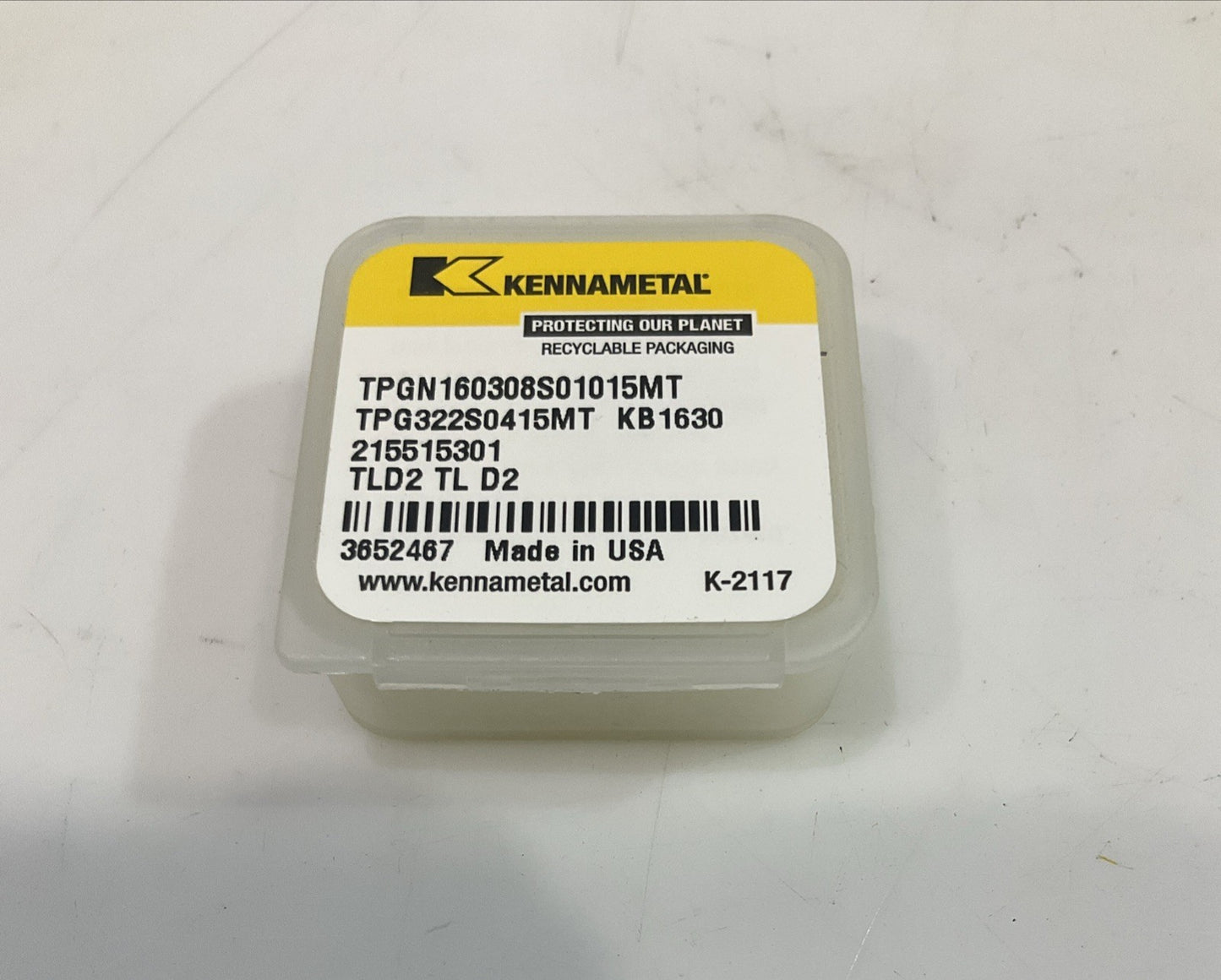 KENNAMETAL TPG322S0415MT KB1630 PCBN TURNING INSERT LOT OF 2 Y2M