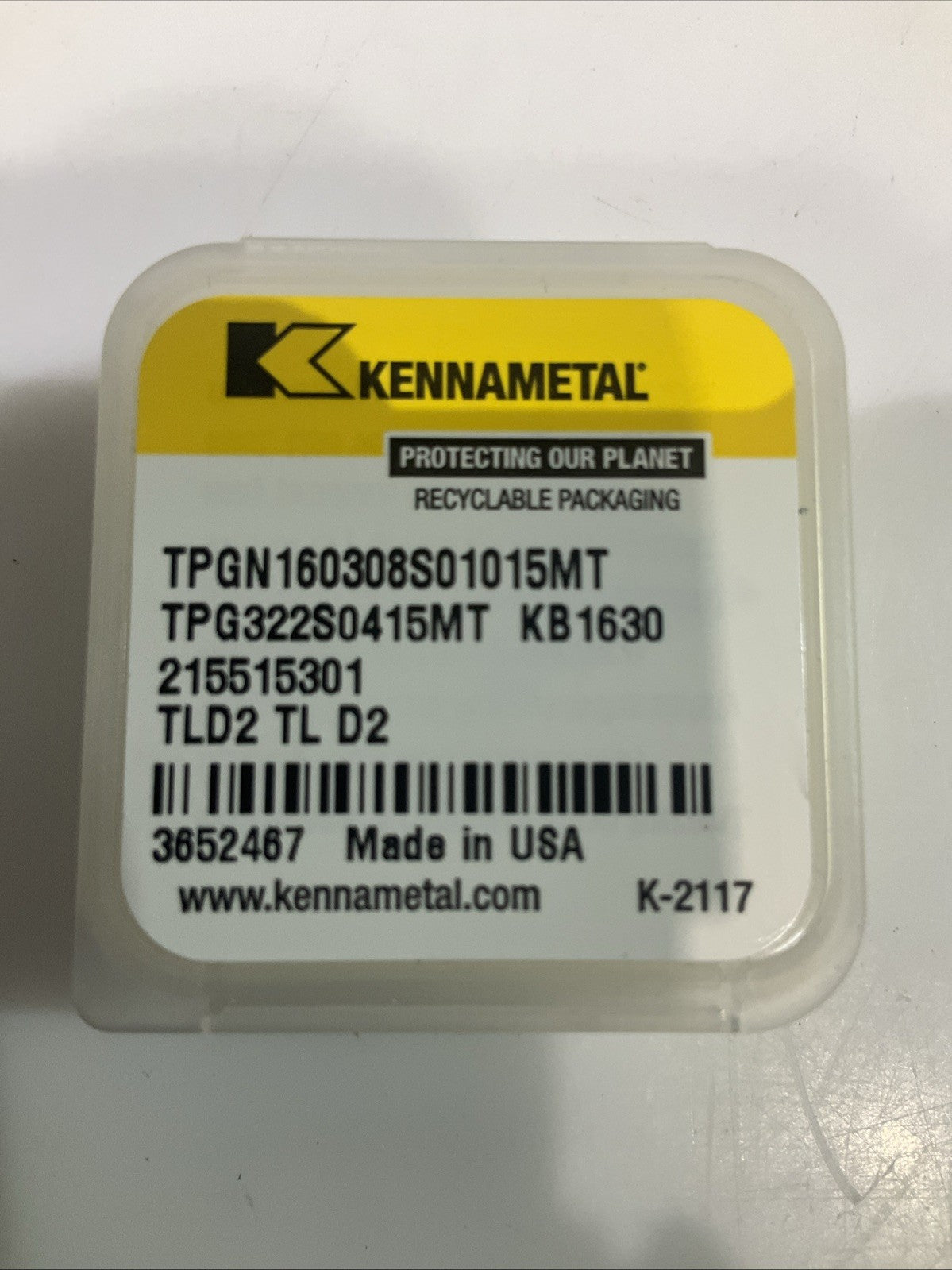 KENNAMETAL TPG322S0415MT KB1630 PCBN TURNING INSERT LOT OF 2 Y2M