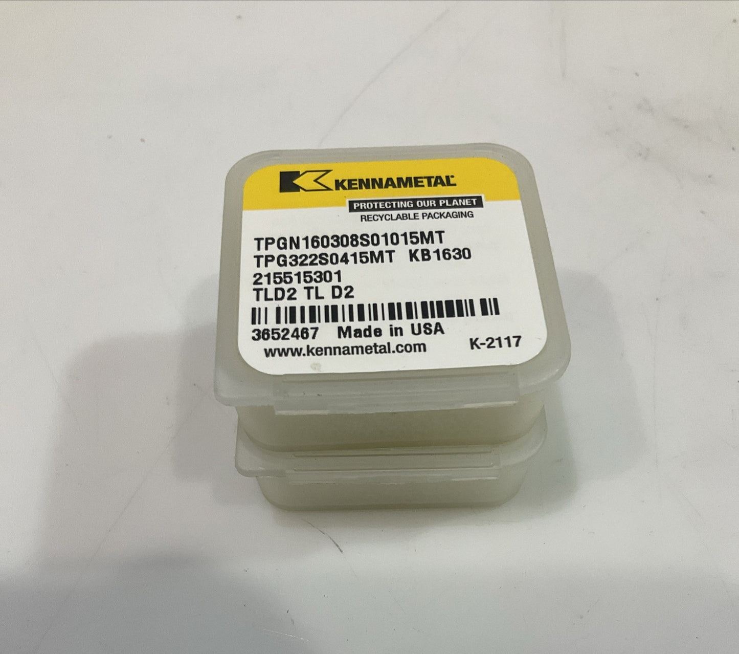 KENNAMETAL TPG322S0415MT KB1630 PCBN TURNING INSERT LOT OF 2 Y2M