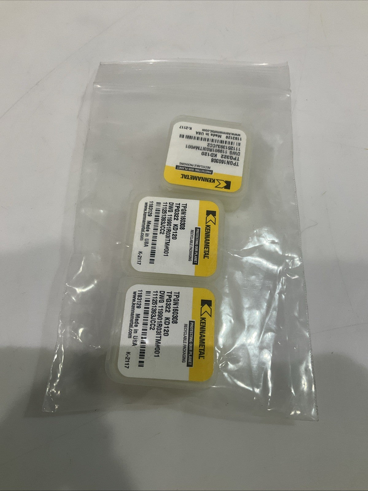 KENNAMETAL TPG322 KD120 PCBN TURNING INSERT LOT OF 3 Y2M