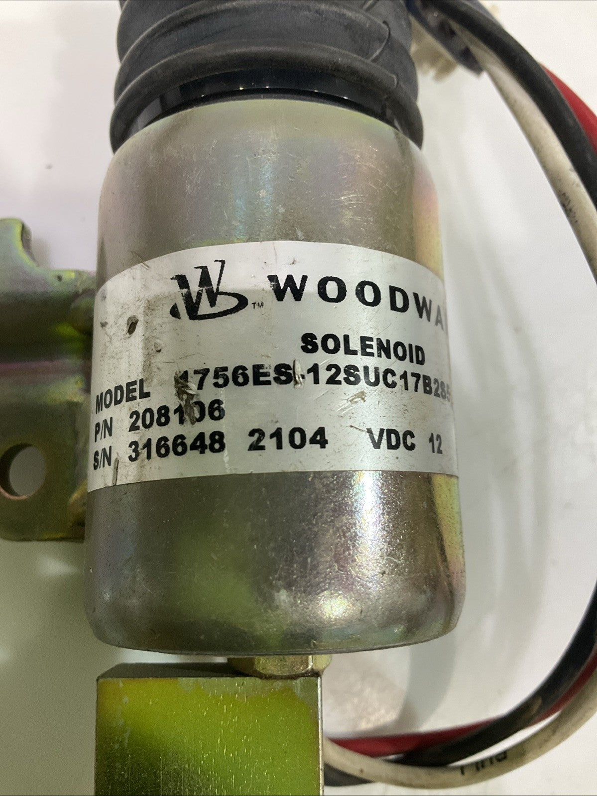 WOODWARD 208106 FUEL STOP SOLENOID VALVE VDC 12 Y2M