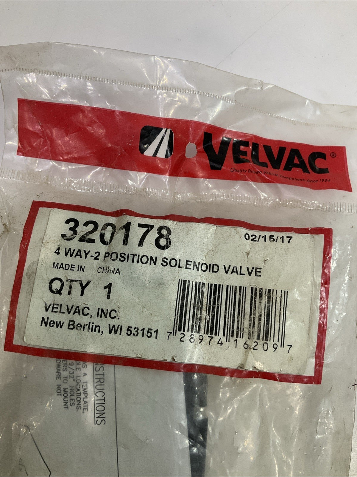 VELVAC 320178 4WAYS - POSITION ELECTRONIC SOLENOID VALVE Y2M