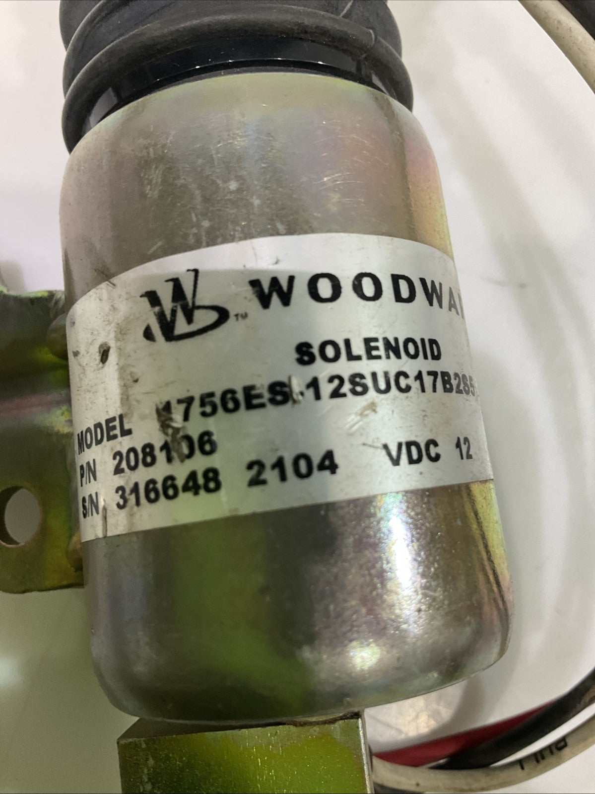 WOODWARD 208106 FUEL STOP SOLENOID VALVE VDC 12 Y2M