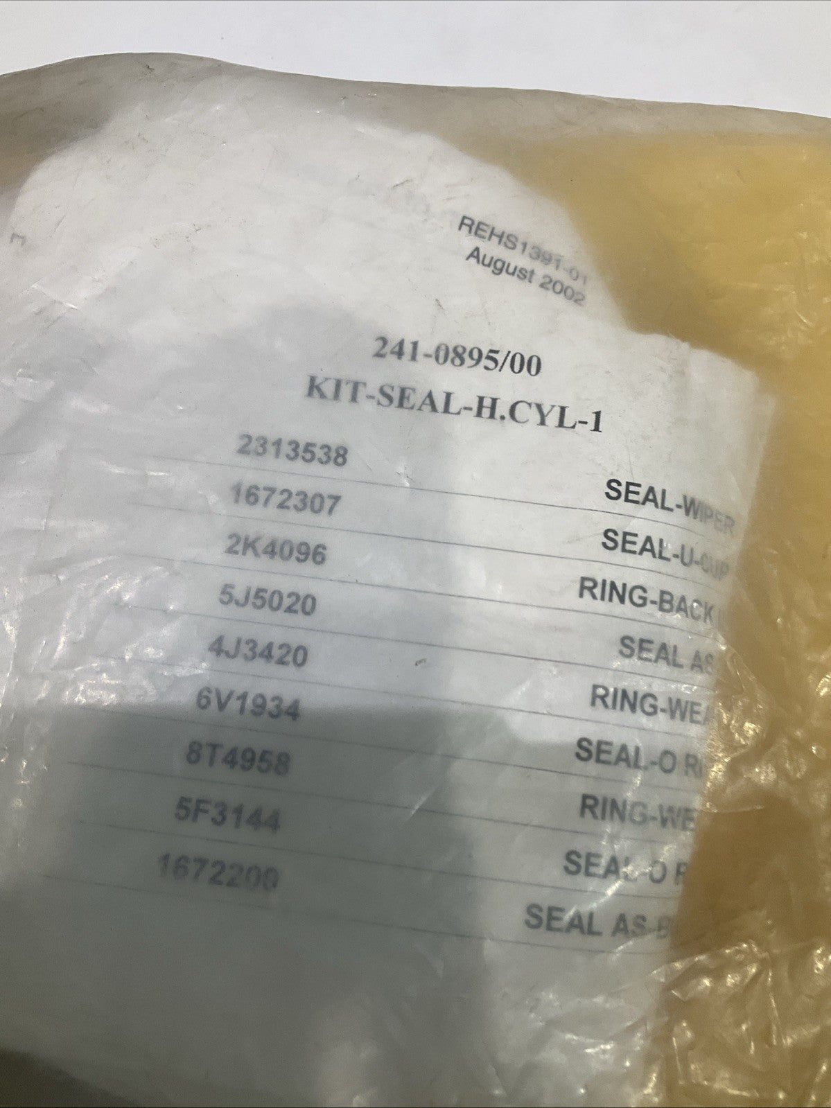 CAT-CATERPILLAR 241-0895 HYDRAULIC CYLINDER SEAL KIT STANDARD SIZE Y2M