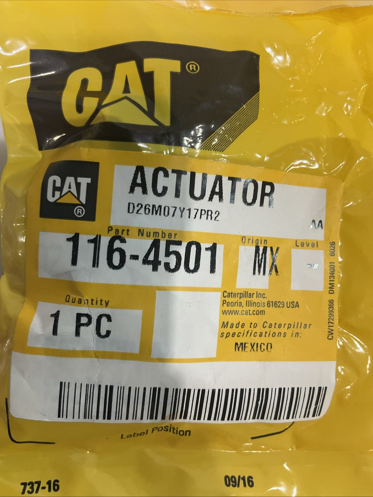 CAT-CATERPILLAR 116-4501 ACTUAR SWITCH ASSEMBLY Y2M