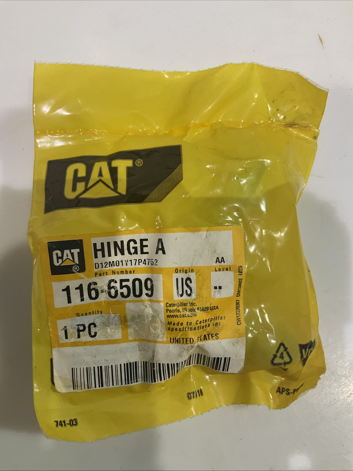 CAT-CATERPILLAR 116-6509 LONG HINGE LOT OF 2 Y2M