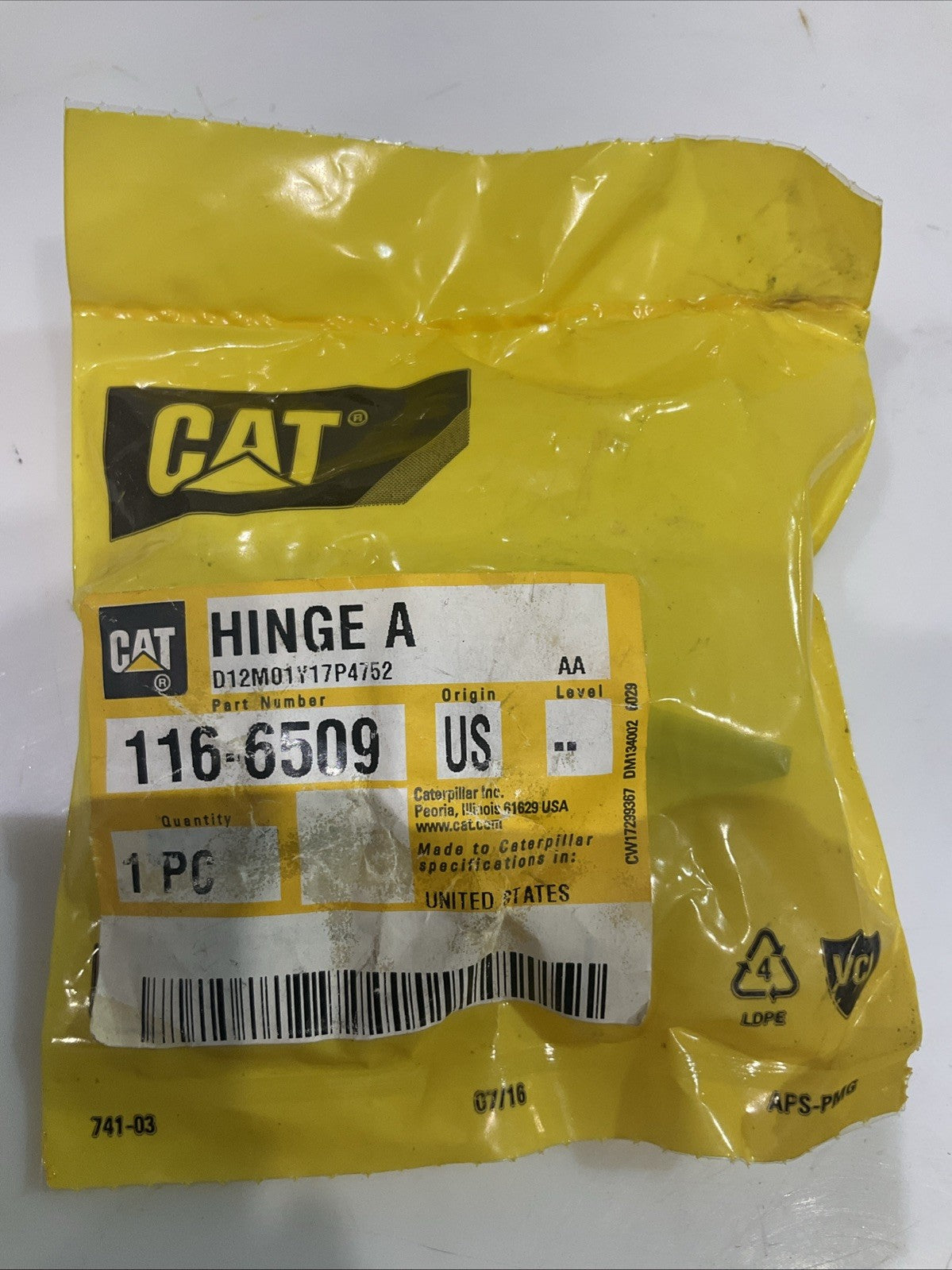 CAT-CATERPILLAR 116-6509 LONG HINGE LOT OF 2 Y2M
