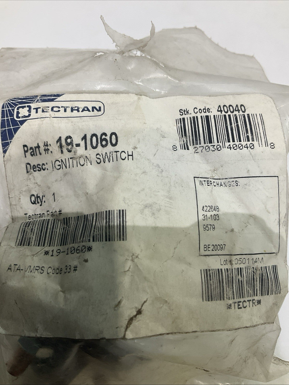TECTRAN 19-1060 IGNITION AND STARTER SWITCH Y2M