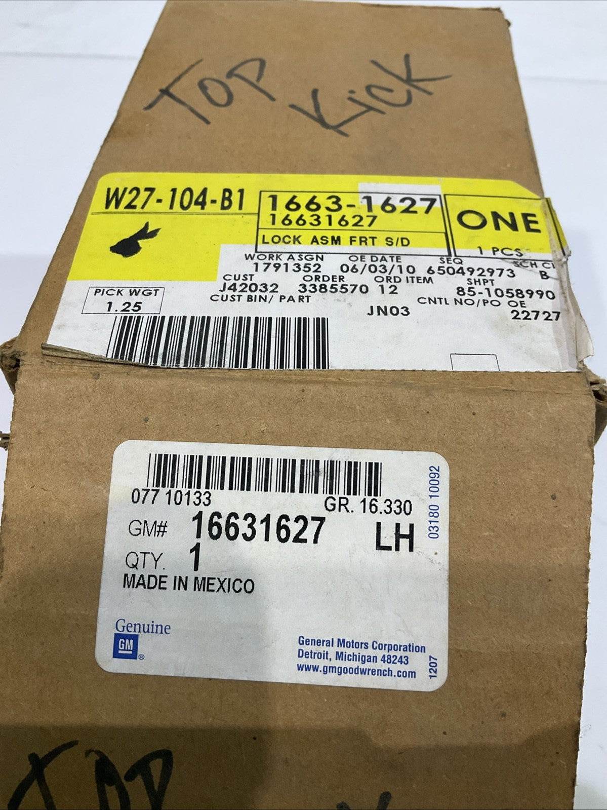 GM-GENUINE 1663-1627 FRONT LEFT SIDE DOOR LOCK LATCH ASSEMBLY Y2M