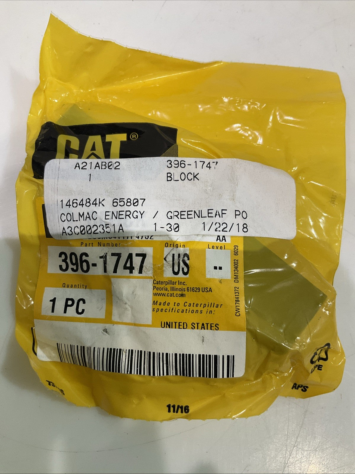 CAT-CATERPILLAR 396-1747 OVERALL LENGTH STEEL BLOCK Y2M