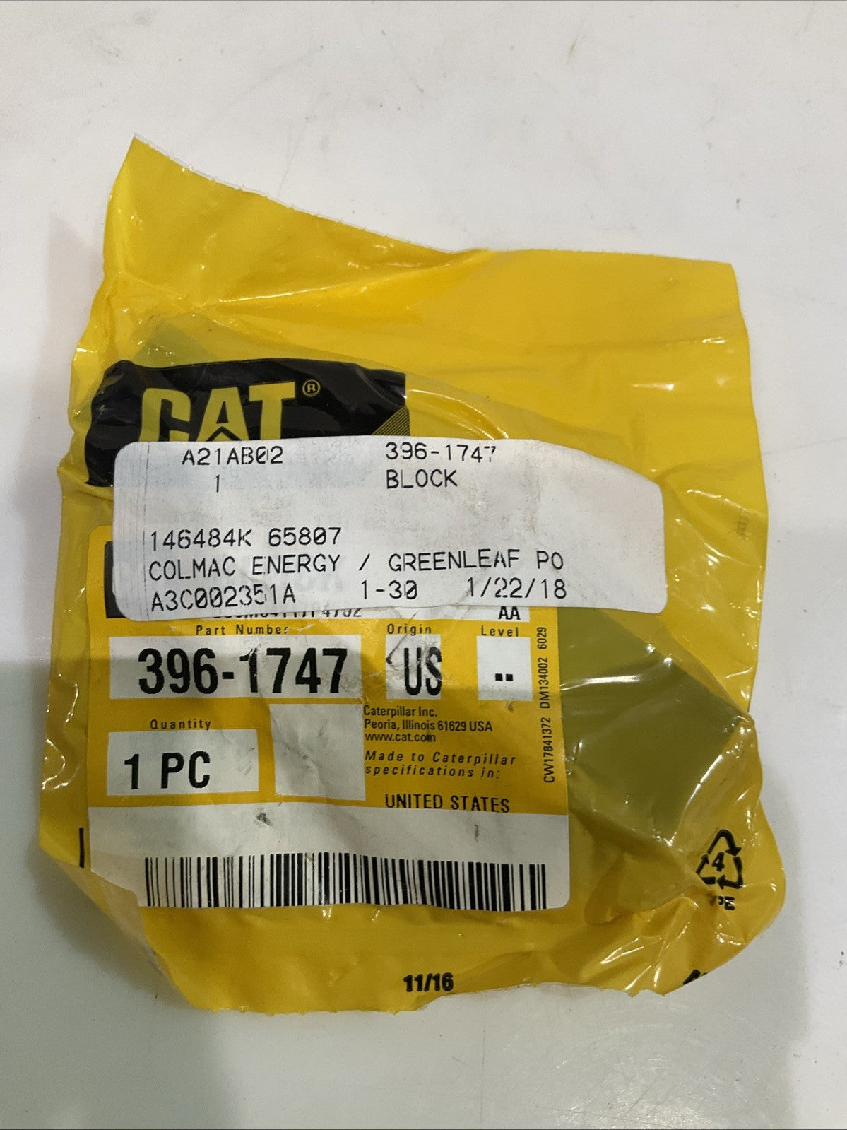 CAT-CATERPILLAR 396-1747 OVERALL LENGTH STEEL BLOCK Y2M