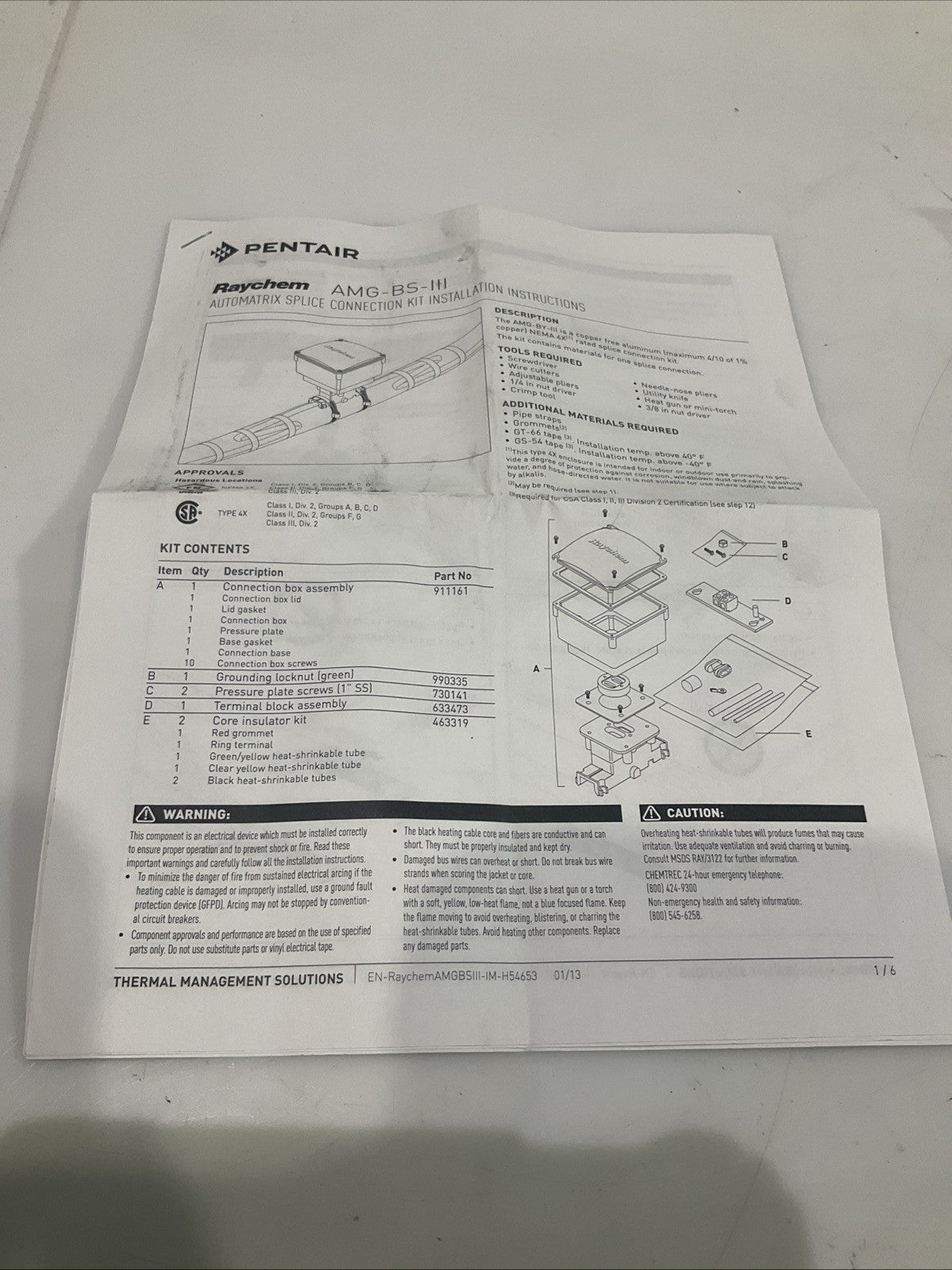 PENTAIR AMG-BS-LLL SPLICE HEAT TRACE RAYCHEM KIT Y2M