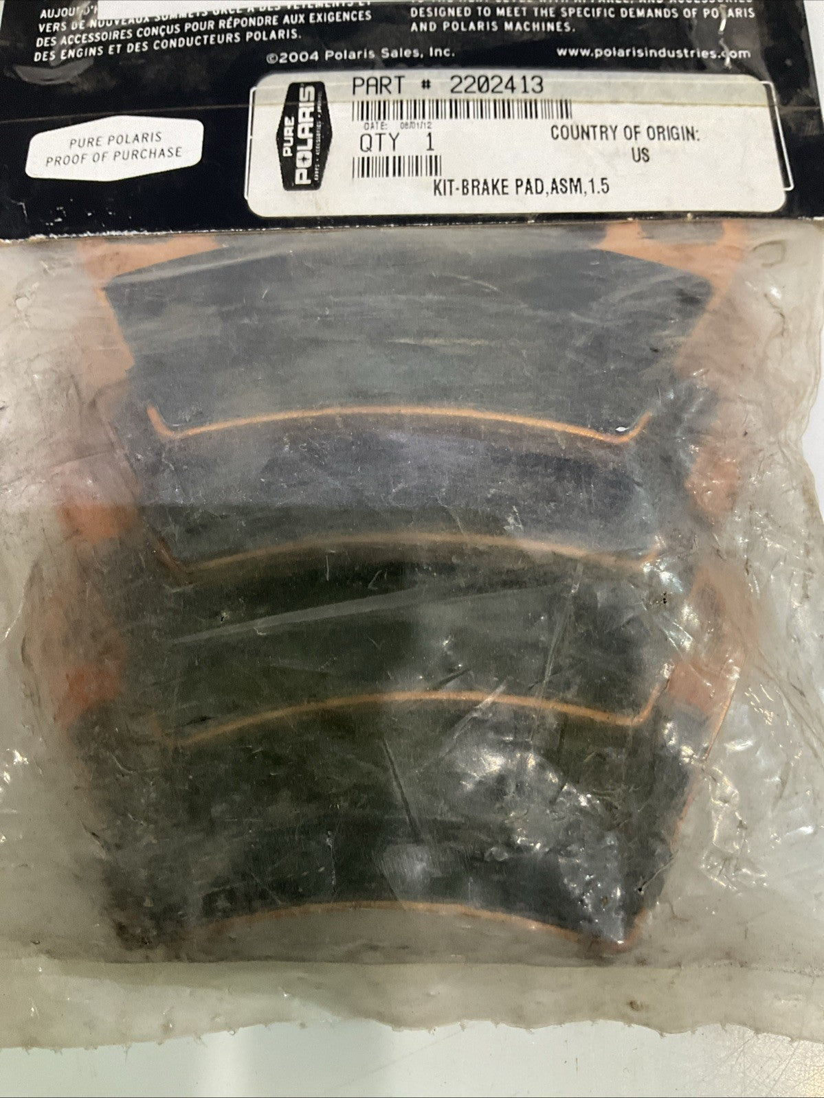 PURE POLARIS 2202413 KIT BRAKE PAD ASSEMBLY QTY 4 IN BAG Y2M