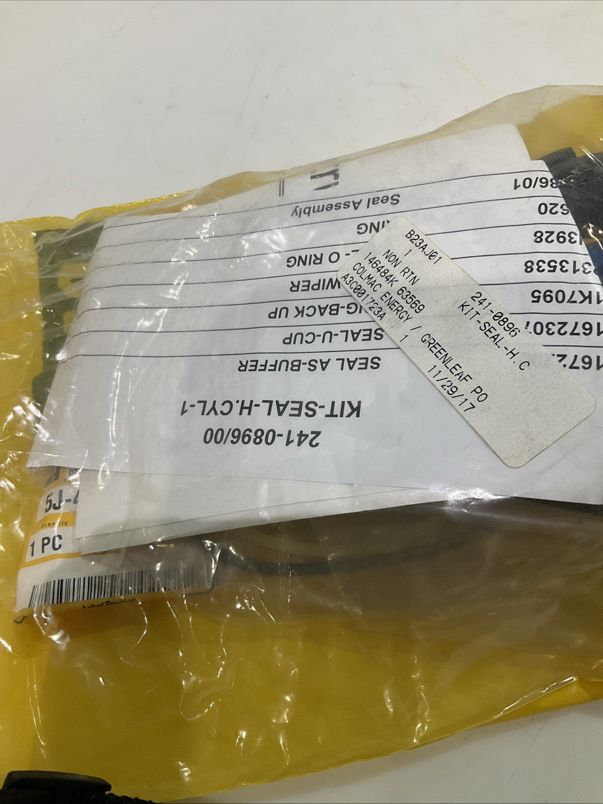 CAT-CATERPILLAR 241-0896 HYDRAULIC CYLINDER SEAL KIT STANDARD SIZE Y2M