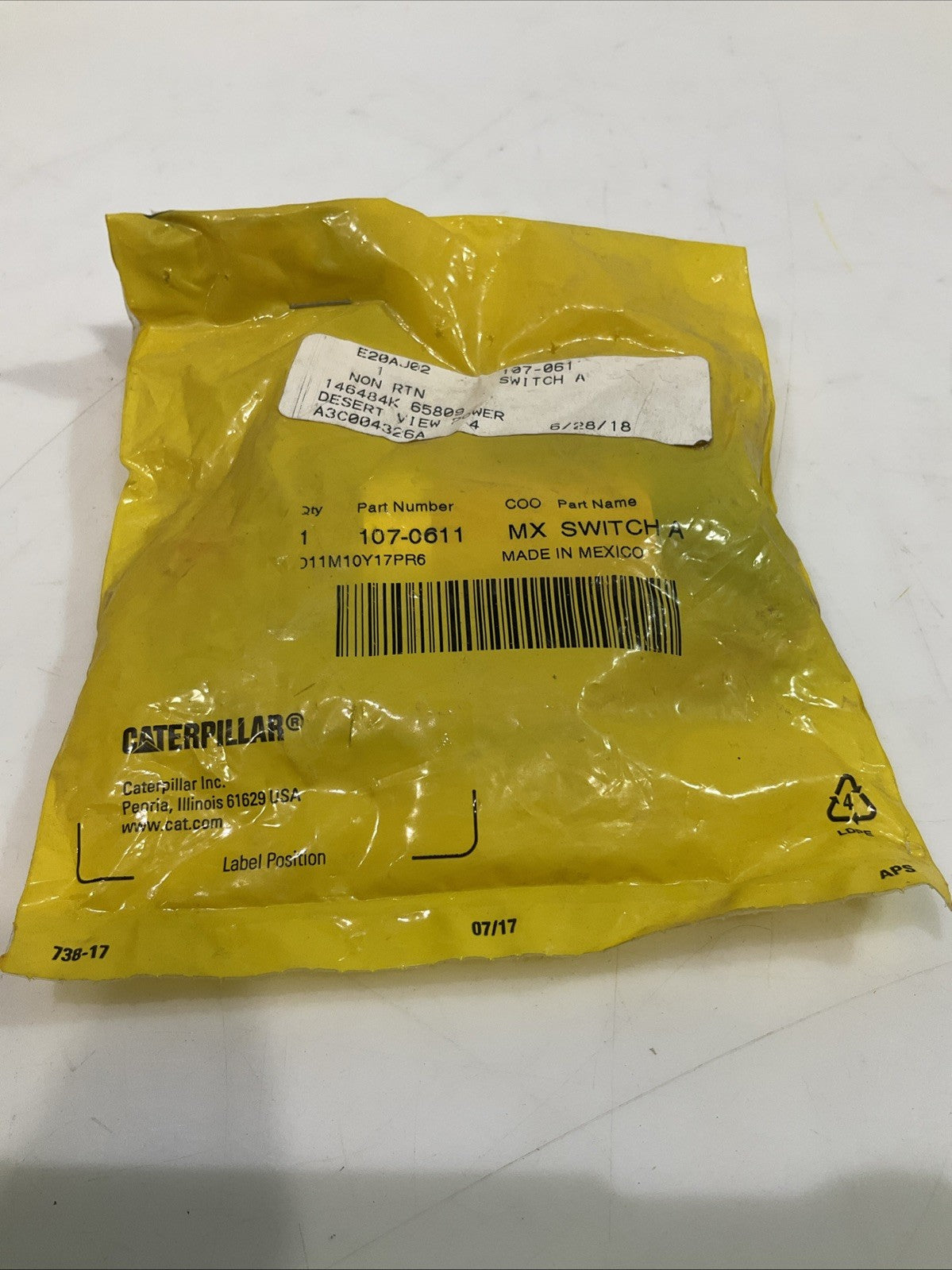 CAT-CATERPILLAR 107-0611 ENGINE OIL PRESSURE SWITCH Y2M