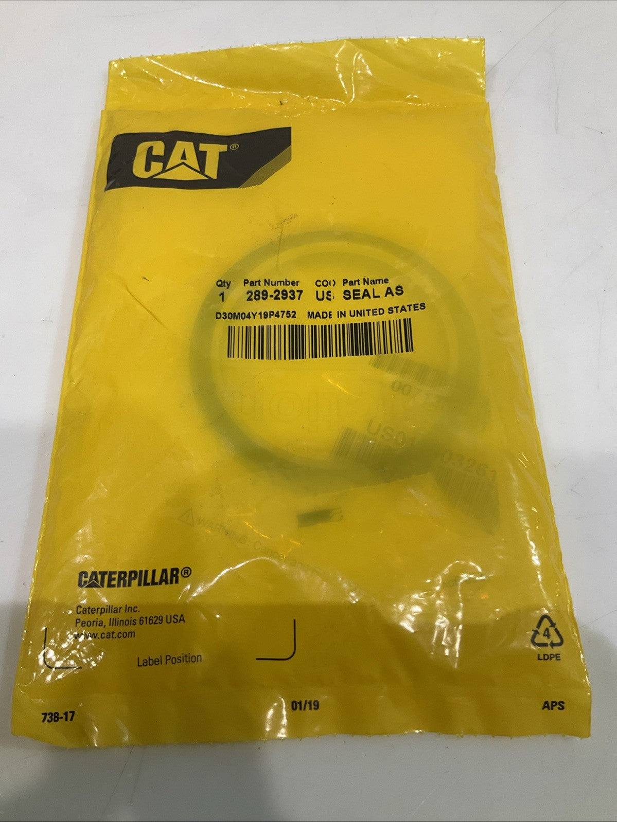 CAT-CATERPILLAR 289-2937 SEAL ASSEMBLY-BUFFER LOT OF 2 Y2M
