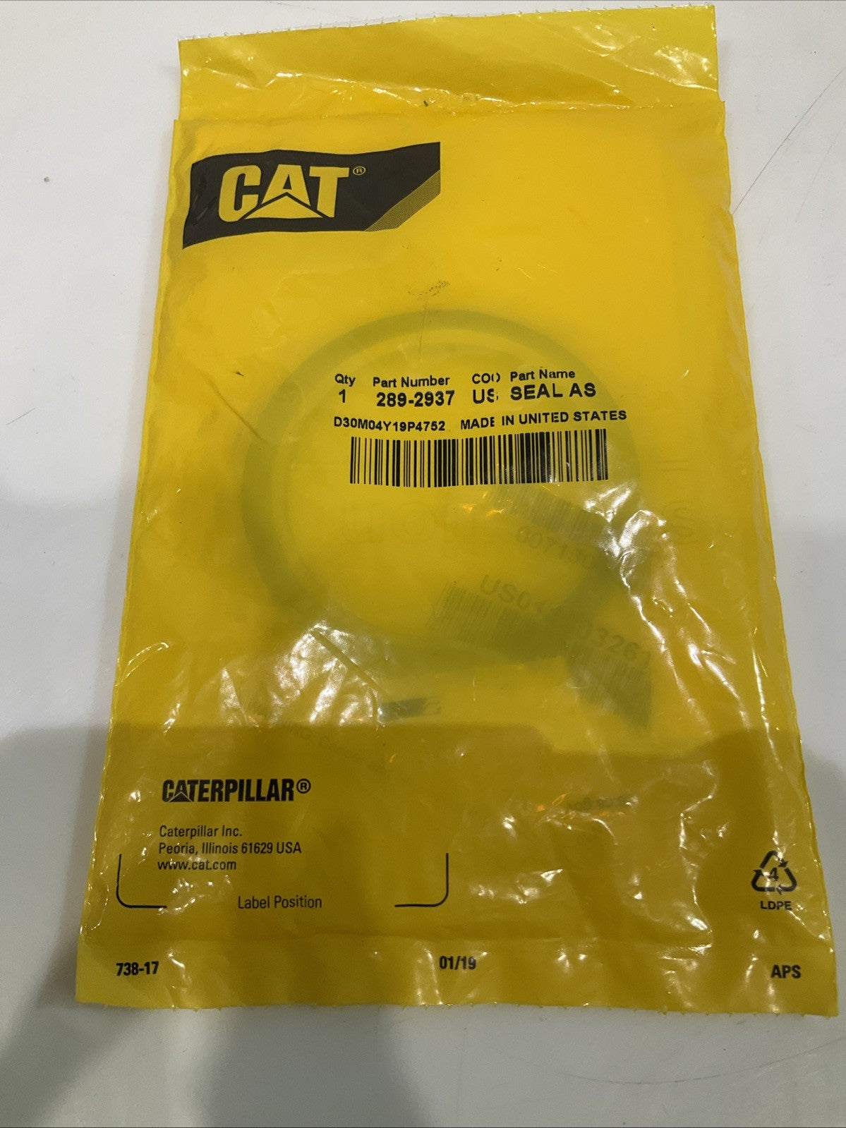 CAT-CATERPILLAR 289-2937 SEAL ASSEMBLY-BUFFER LOT OF 2 Y2M