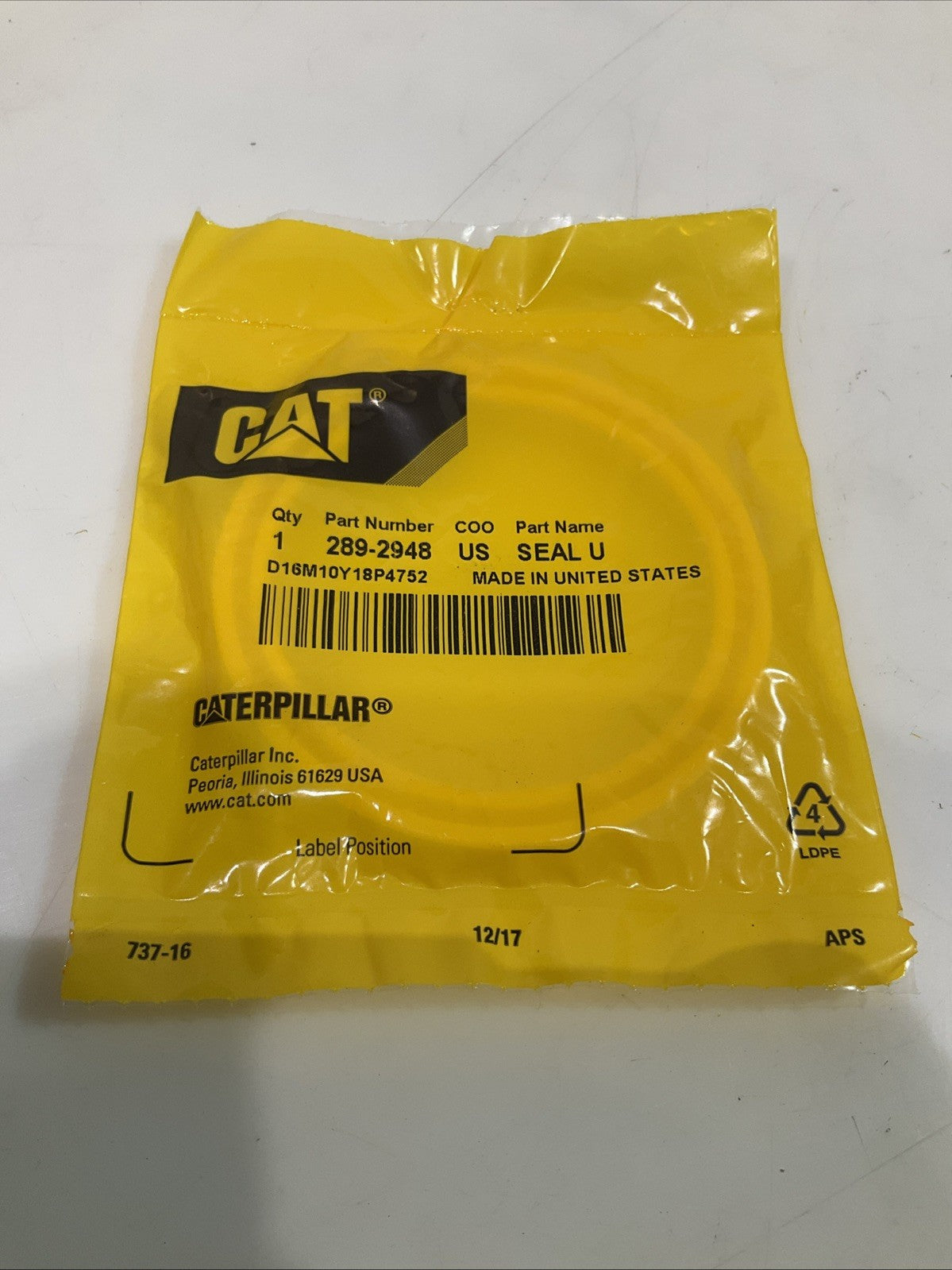 CAT-CATERPILLAR 289-2948 INNER DIAMETER CYLINDER ROD U-CUP SEAL QTY 2 Y2M