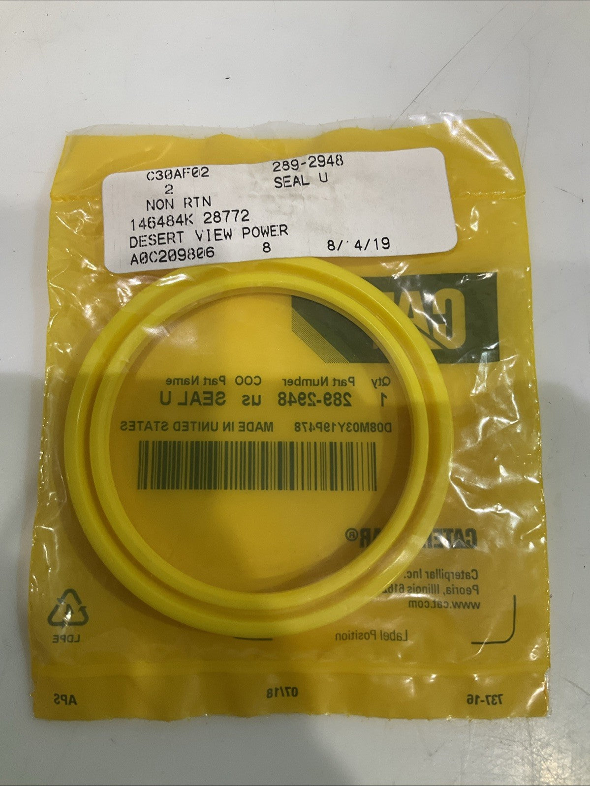 CAT-CATERPILLAR 289-2948 INNER DIAMETER CYLINDER ROD U-CUP SEAL QTY 2 Y2M