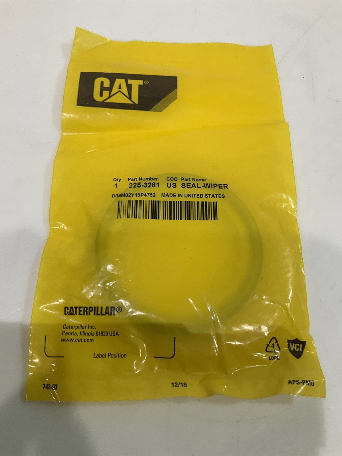 CAT-CATERPILLAR 225-3281 INNER DIAMETER DOUBLE LIP WIPER SEAL LOT OF 2 Y2M
