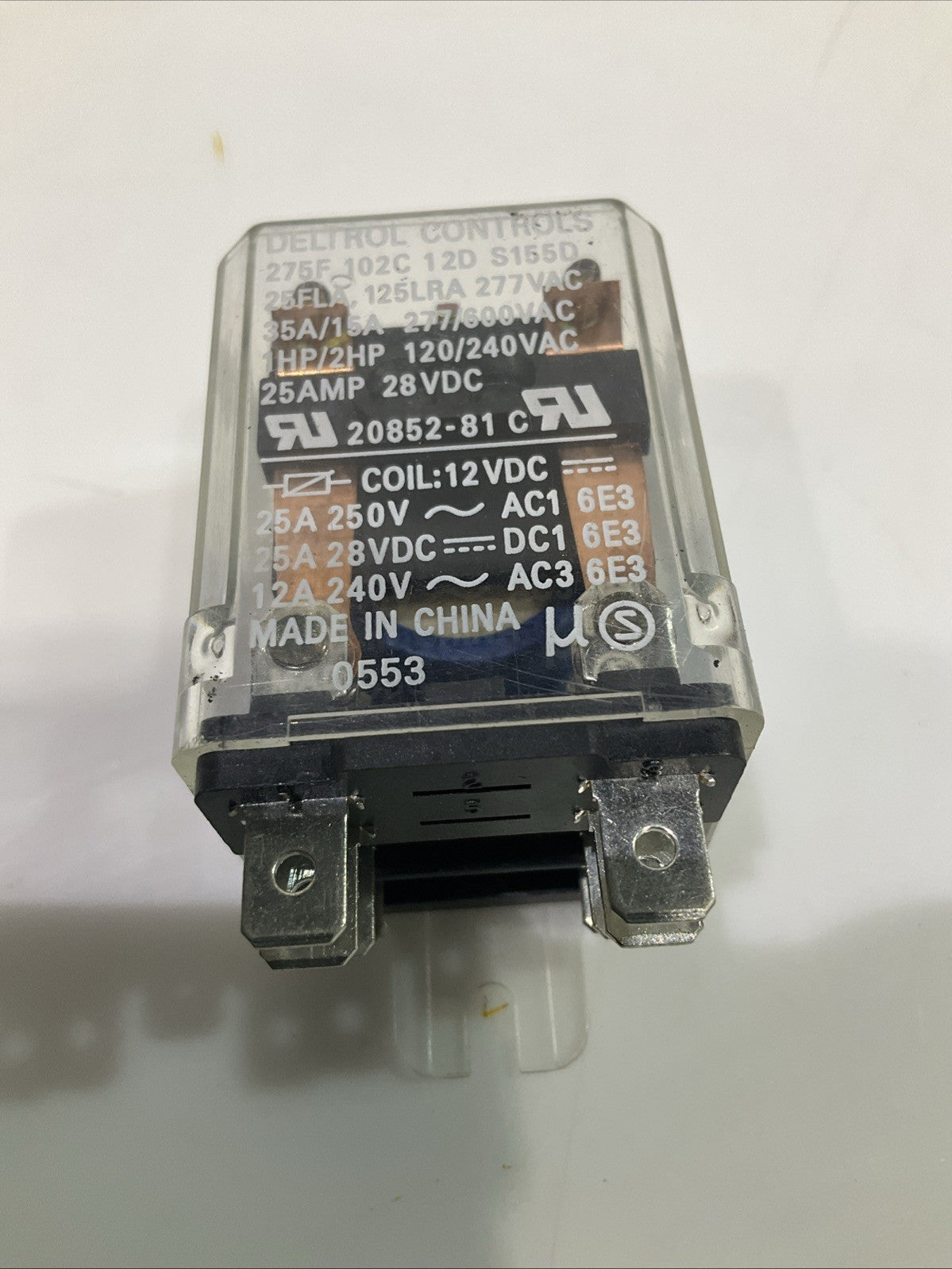 DELTROL-CONTROL 20852-81C HEAVY DUTY POWER RELAY 275F 12VDC 25AMP Y2M