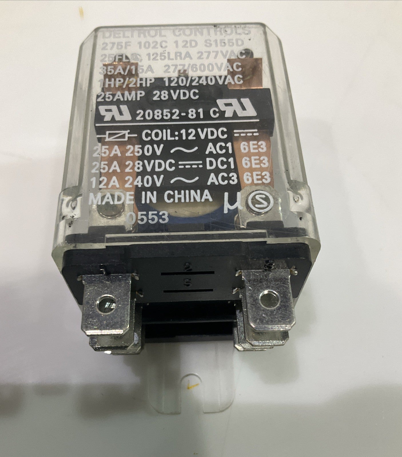 DELTROL-CONTROL 20852-81C HEAVY DUTY POWER RELAY 275F 12VDC 25AMP Y2M