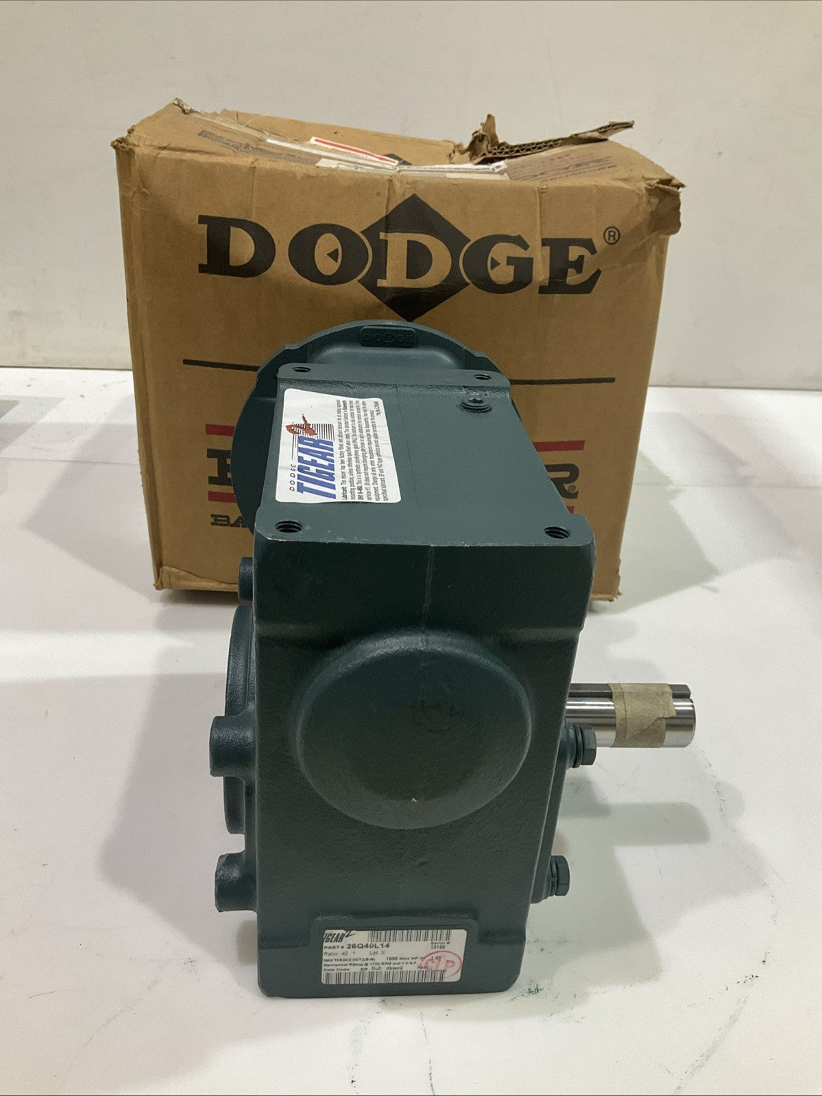 DODGE-BALDOR 26Q40L14 RIGHT ANGLE GEAR SPEED REDUCER QUILL INPUT SERIAL 13198