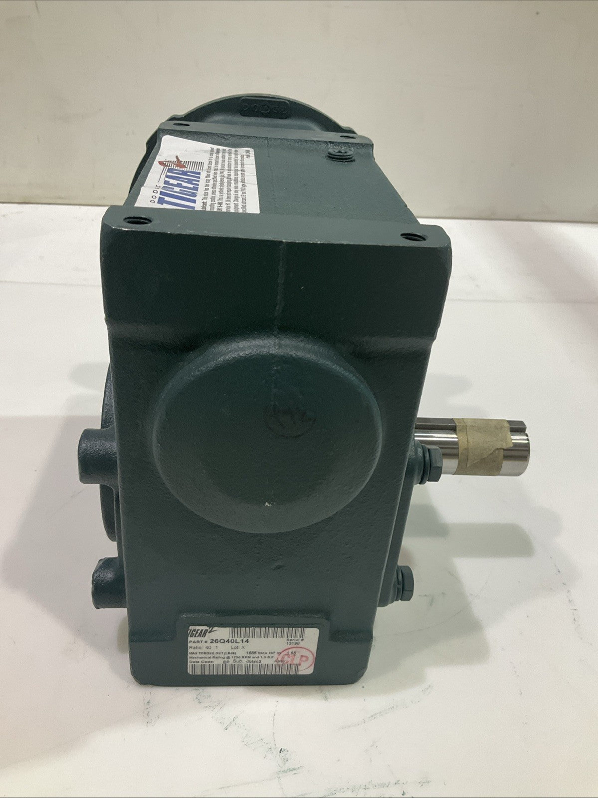 DODGE-BALDOR 26Q40L14 RIGHT ANGLE GEAR SPEED REDUCER QUILL INPUT SERIAL 13198