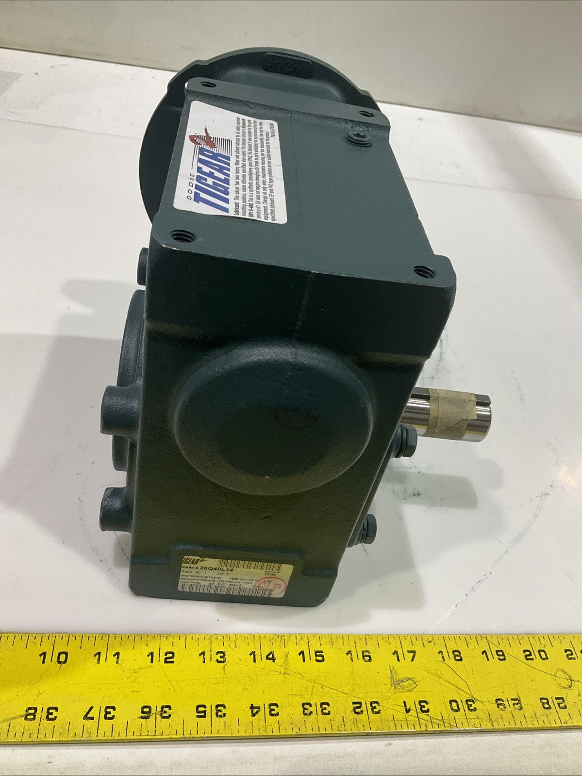 DODGE-BALDOR 26Q40L14 RIGHT ANGLE GEAR SPEED REDUCER QUILL INPUT SERIAL 13198