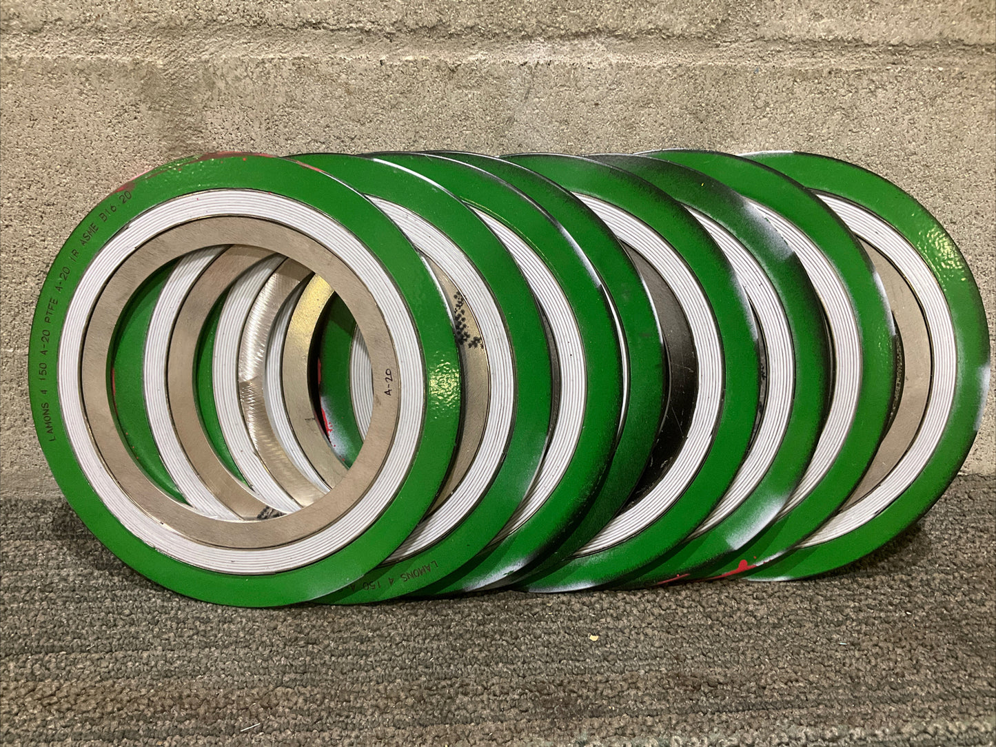 LAMONS 4 150 A-20 PTFE A-20 IR ASME B16.20 GASKET 4” 678 LOT OF 8