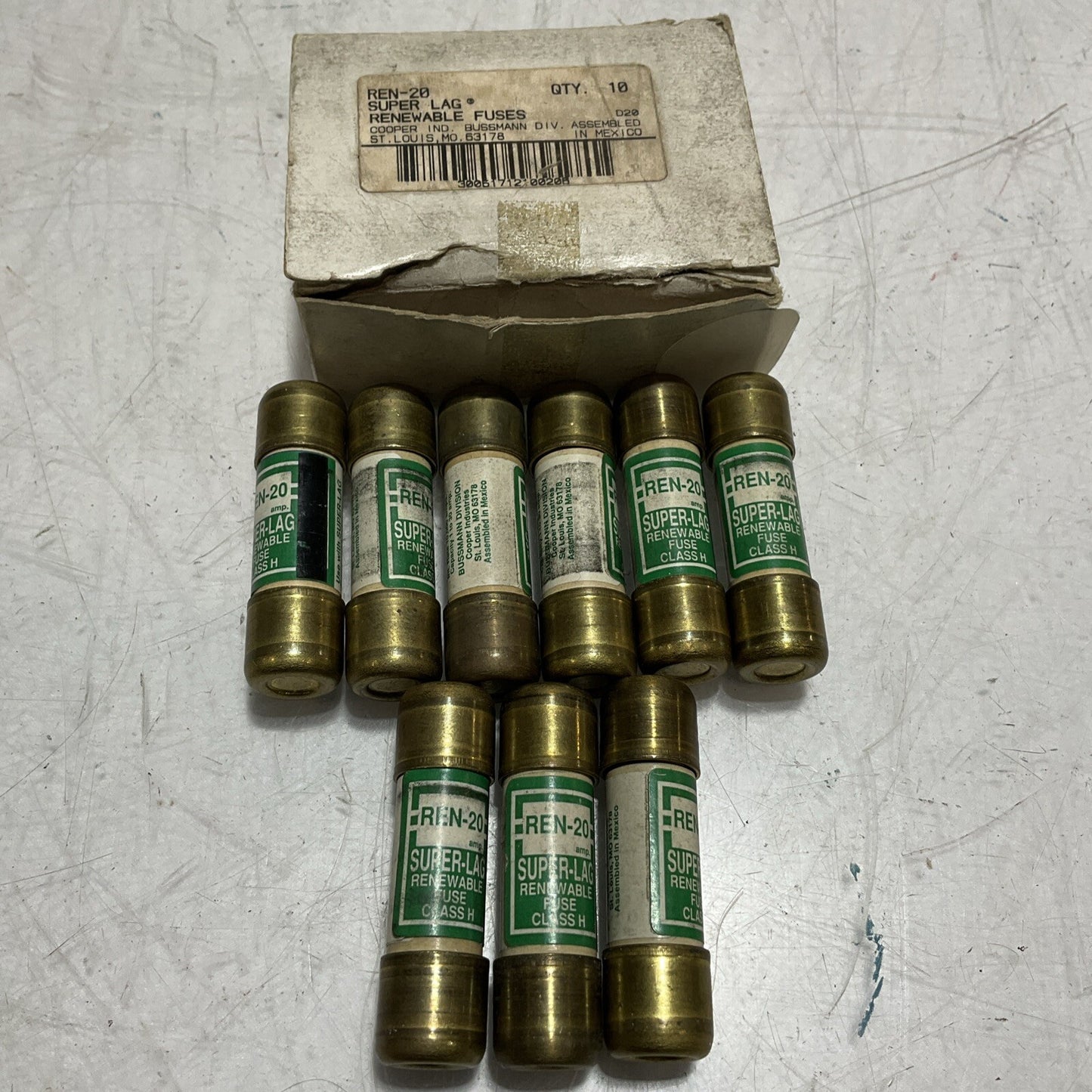 BUSSMANN REN-20 SUPER-LAG RENEWABLE FUSE CLASS H LOT OF 9 U3S