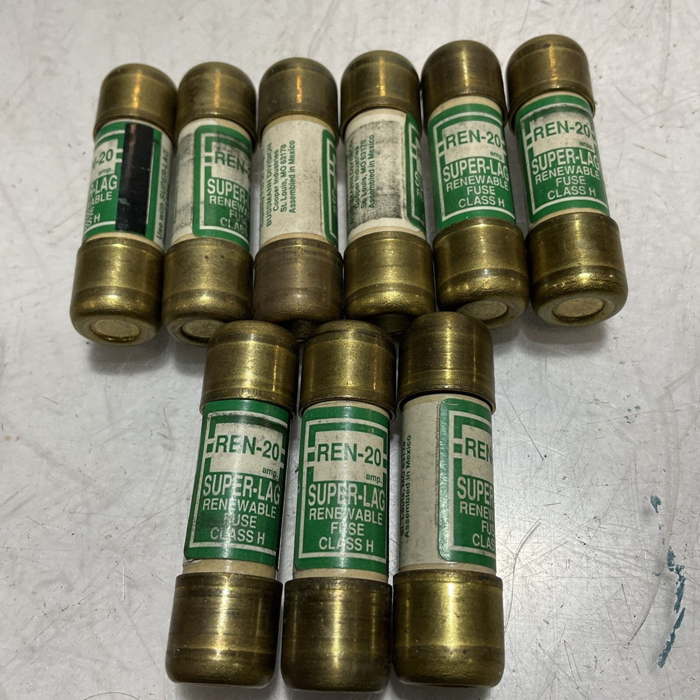BUSSMANN REN-20 SUPER-LAG RENEWABLE FUSE CLASS H LOT OF 9 U3S