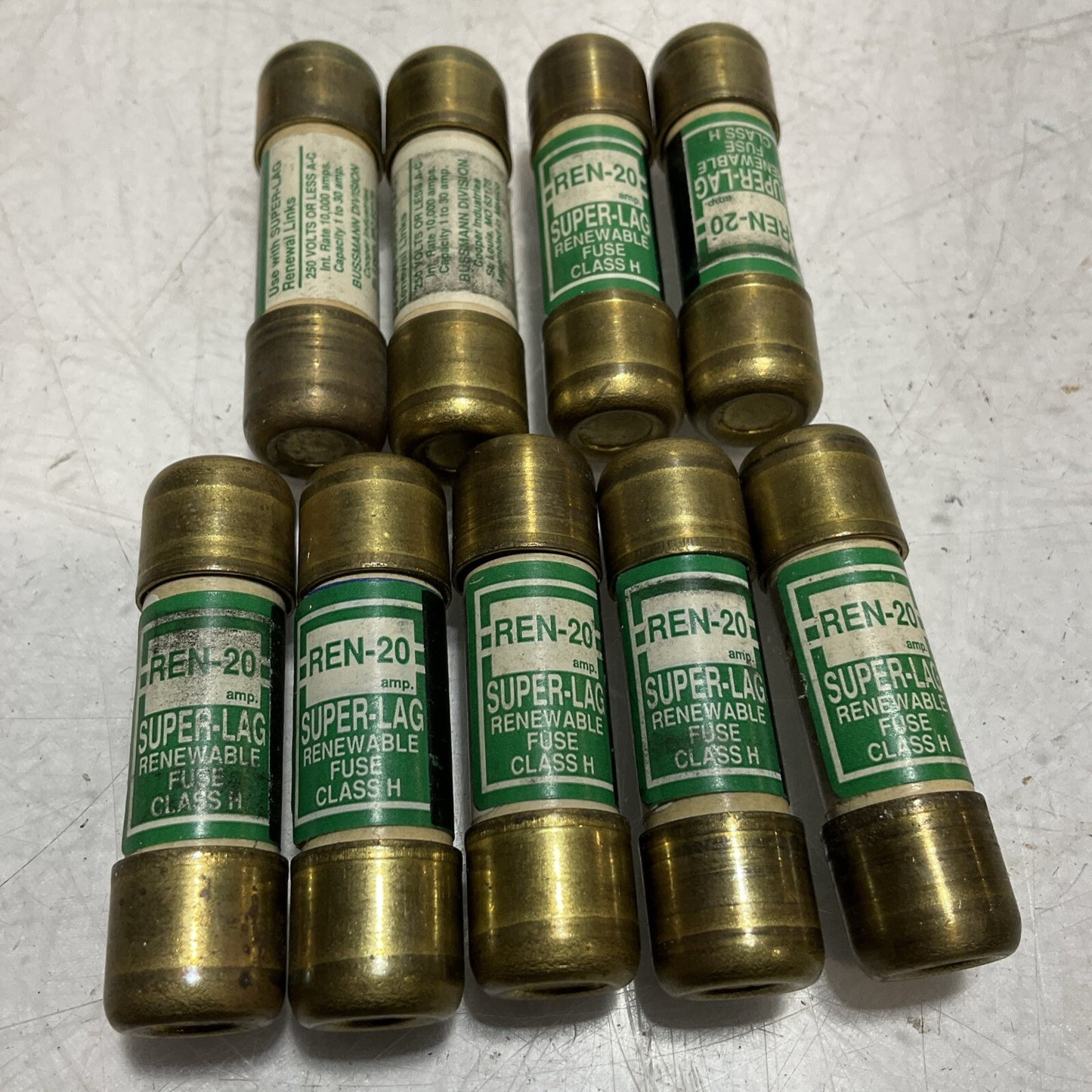 BUSSMANN REN-20 SUPER-LAG RENEWABLE FUSE CLASS H LOT OF 9 U3S