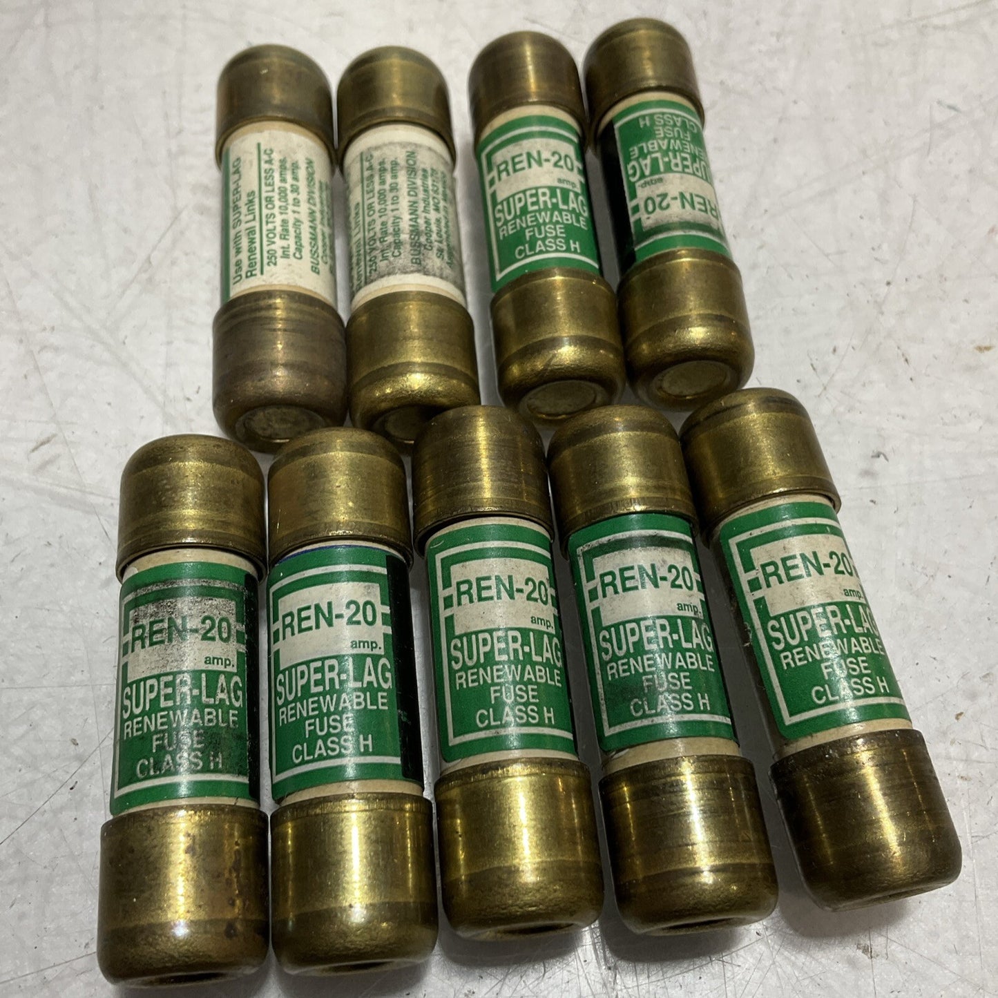 BUSSMANN REN-20 SUPER-LAG RENEWABLE FUSE CLASS H LOT OF 9 U3S