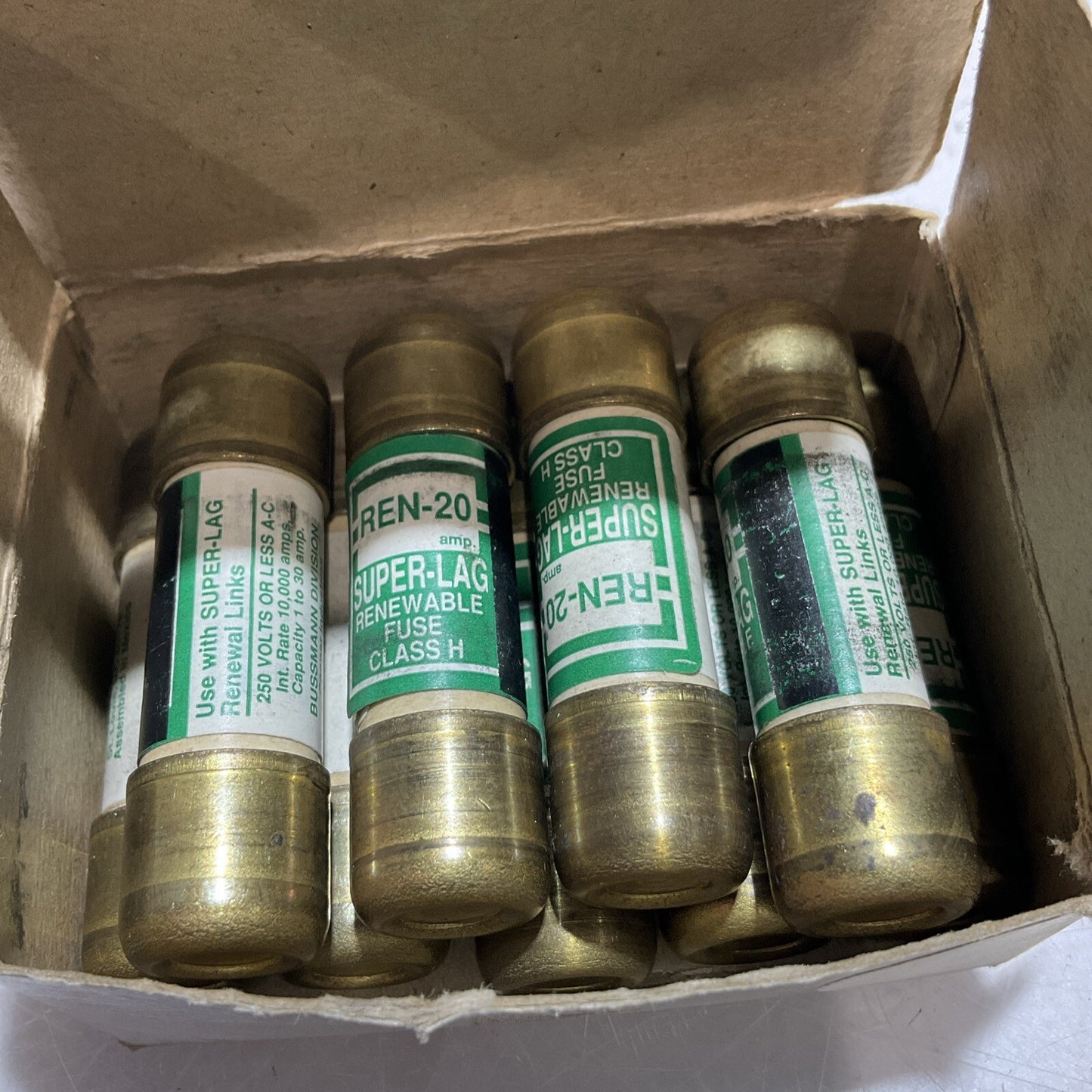 BUSSMANN REN-20 SUPER-LAG RENEWABLE FUSE CLASS H LOT OF 9 U3S