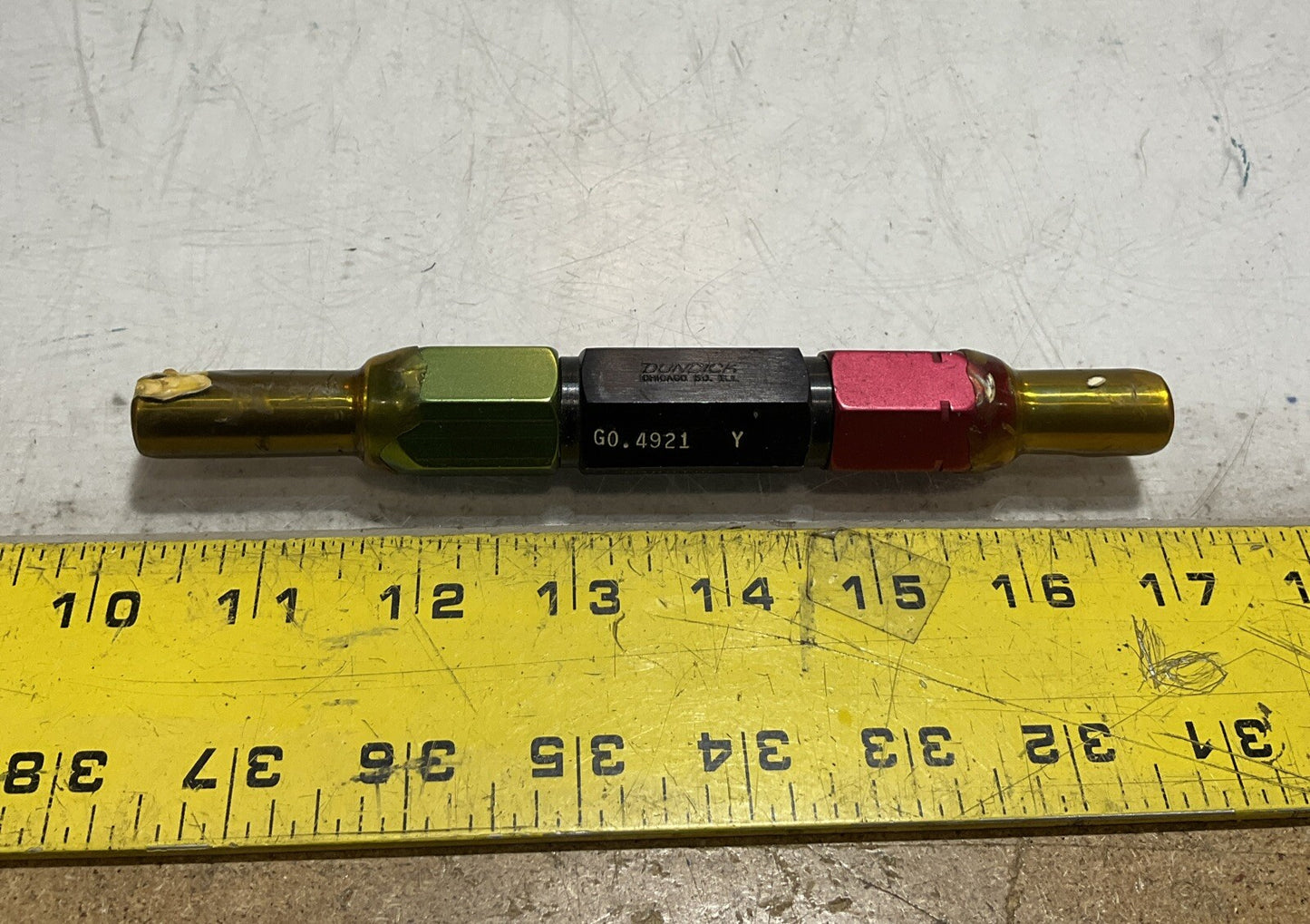 DUNDICK 0.4921 X - 0.4937 CARBIDE CLASS Y SMOOTH PIN PLUG GAGE GO U3S