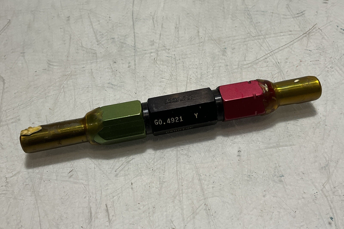 DUNDICK 0.4921 X - 0.4937 CARBIDE CLASS Y SMOOTH PIN PLUG GAGE GO U3S