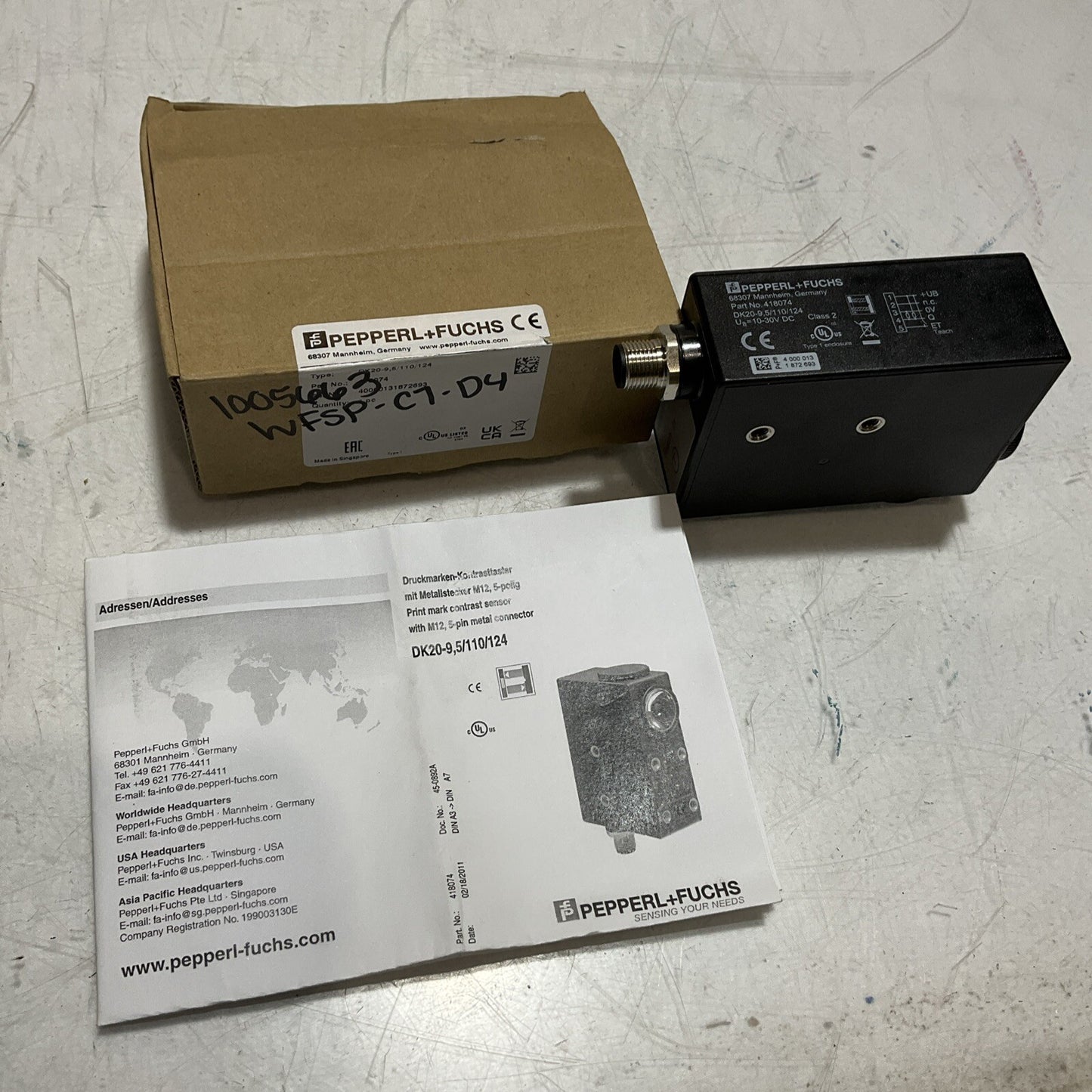 PEPPERL+FUCH 418074 PRINT MARK CONTRAST SENSOR DK20-9.5/110/124 U3S