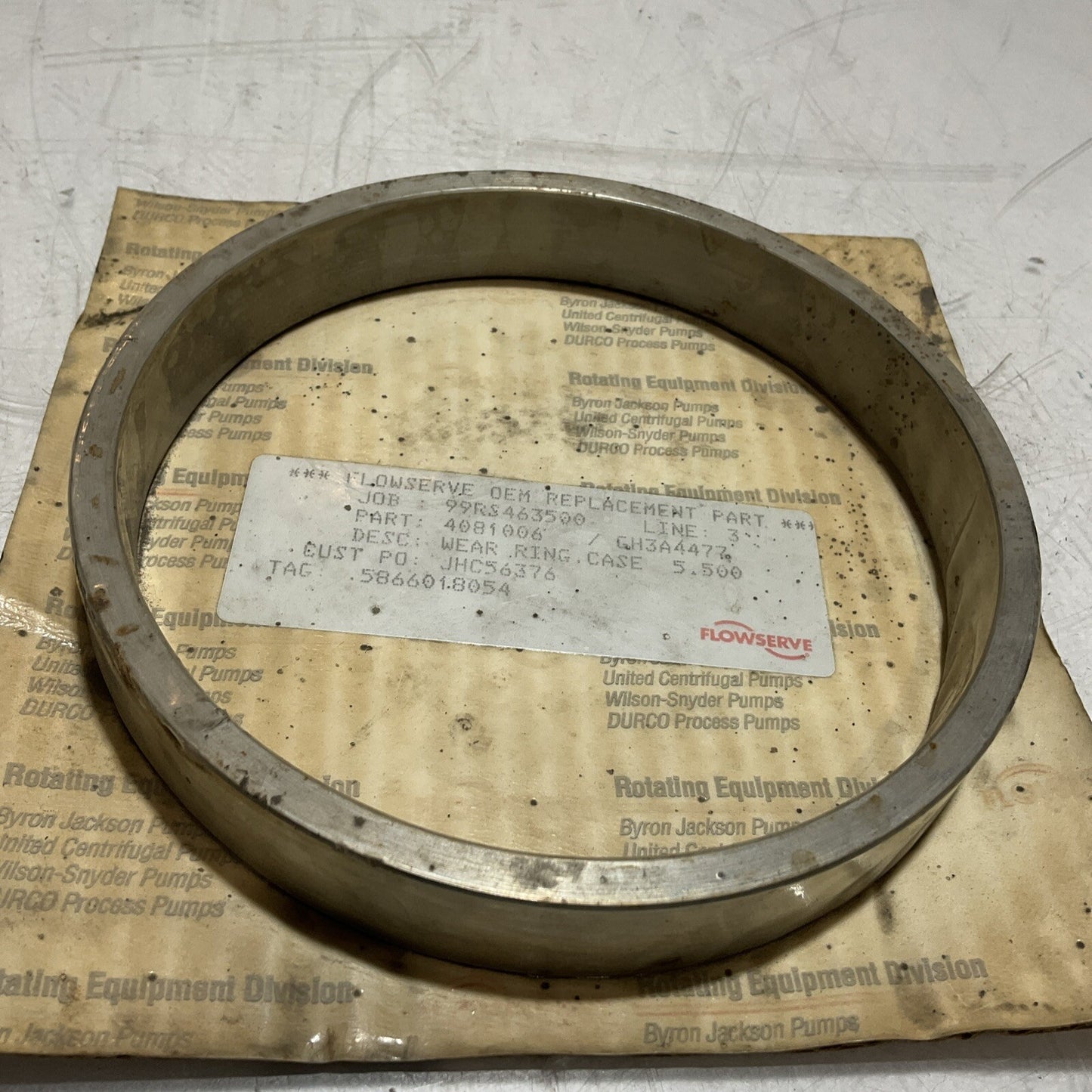 FLOWSERVE 4081006 GH3A4477 WEAR RING CASE 5.500IN ID ROTATING EQUIPMENT 678-U3S